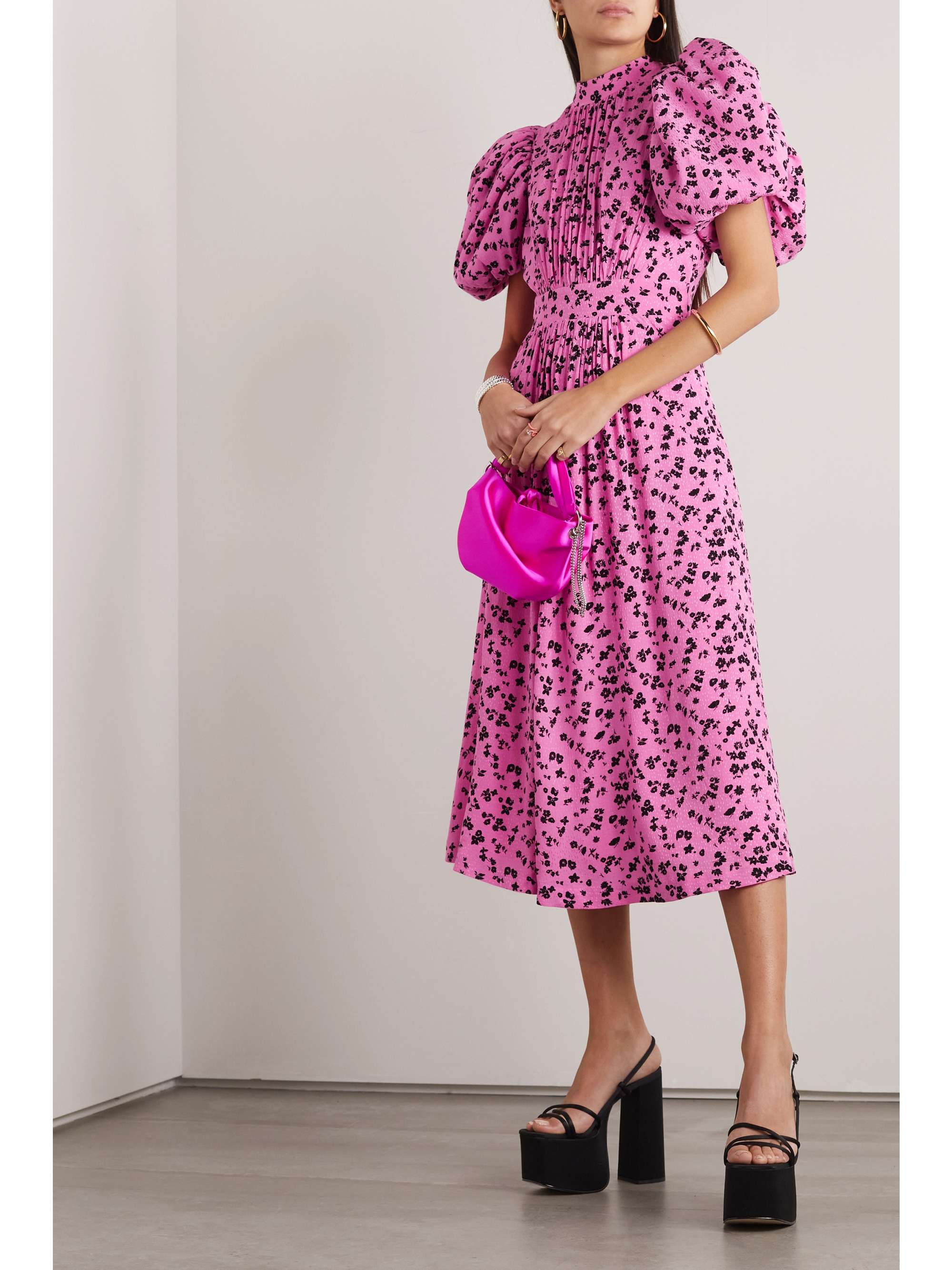 ROTATE BIRGER CHRISTENSEN Robe midi en jacquard à motif fleuri Noon