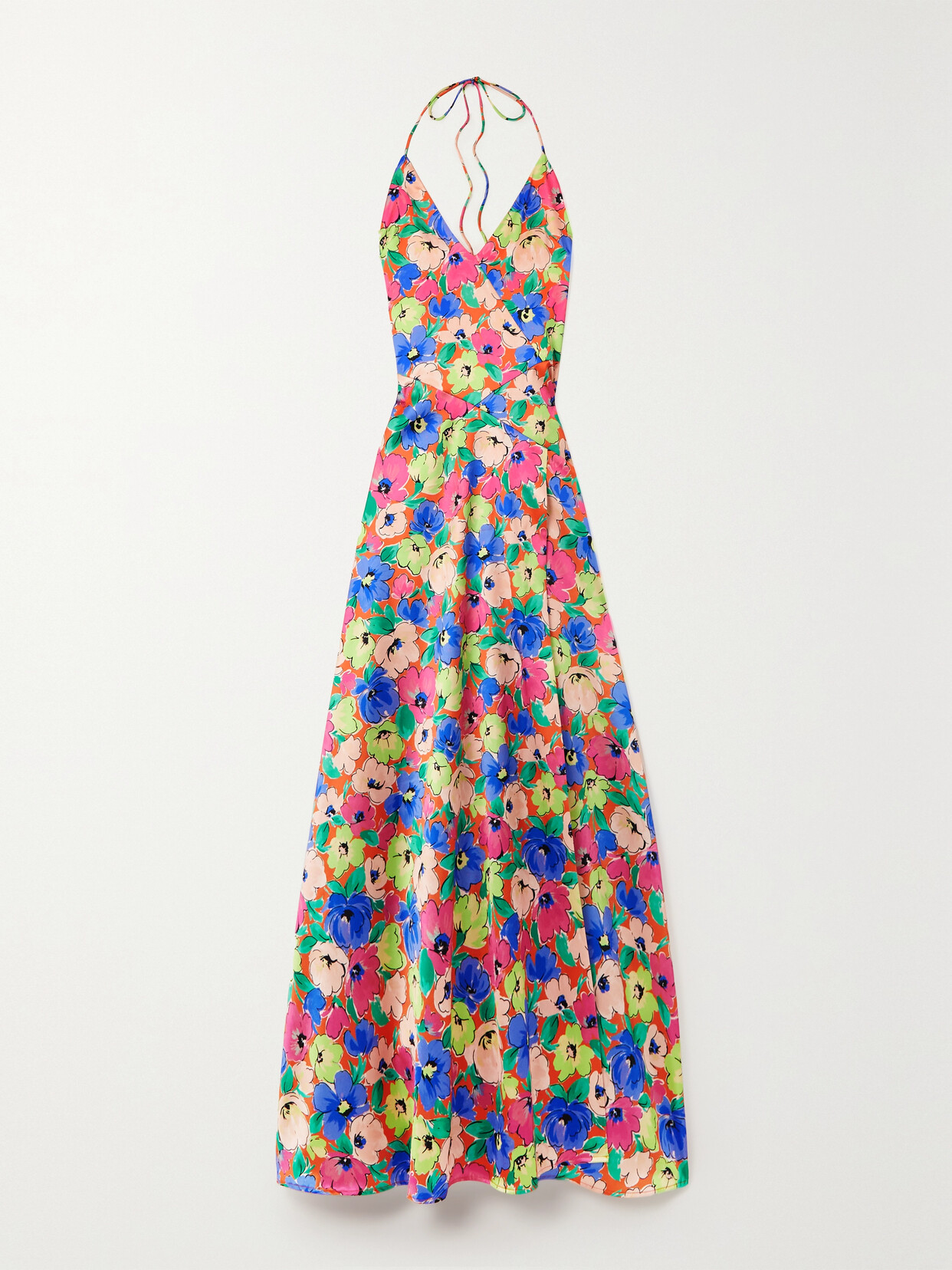 Rotate Birger Christensen Shalonda Floral-print Satin Maxi Dress In Pink