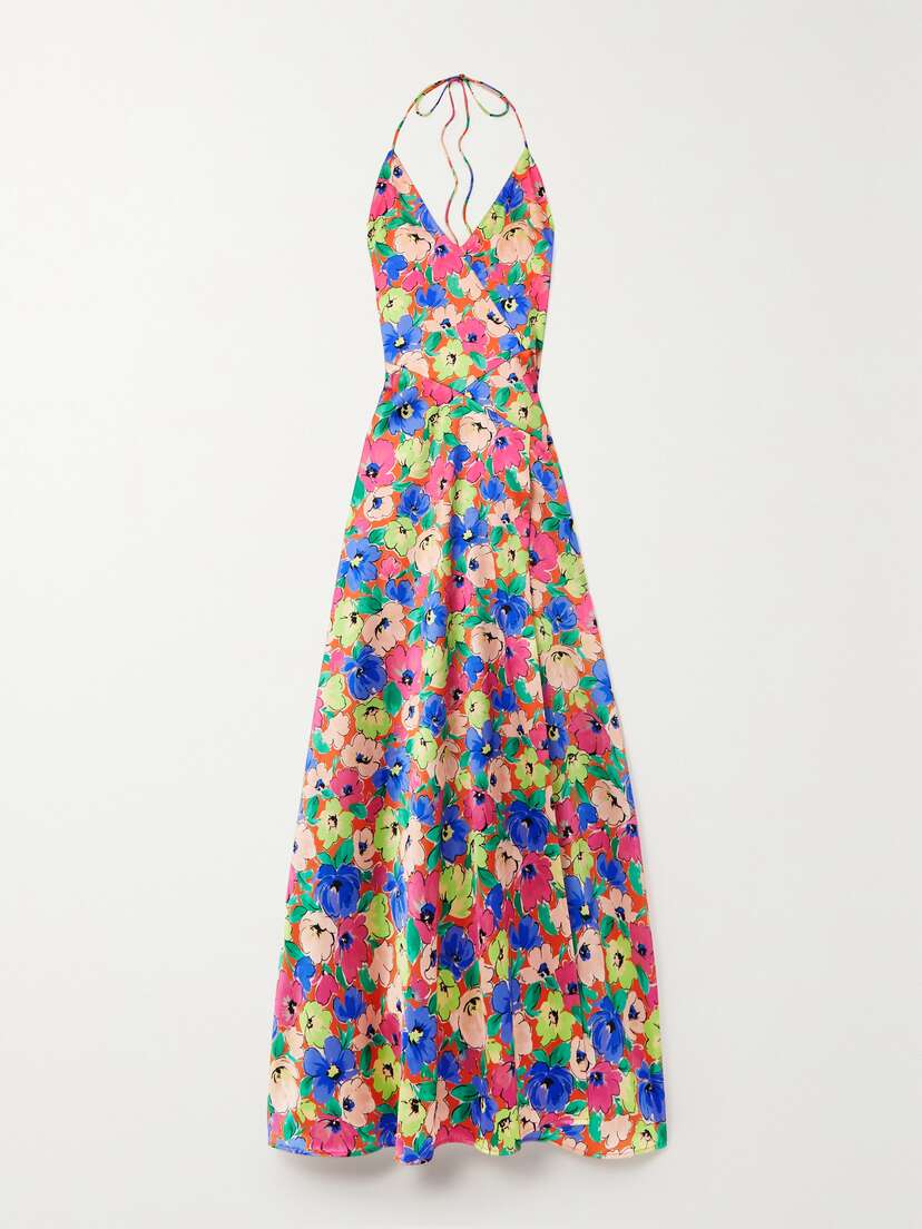 Rotate Birger Christensen Shalonda Floral-print Satin Maxi Dress