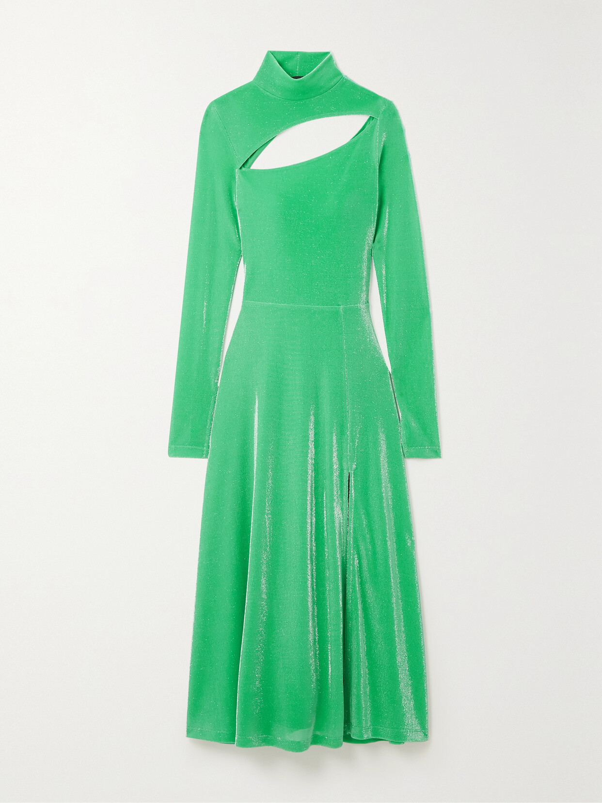 ROTATE Birger Christensen - Sabra Cutout Metallic Stretch-jersey Midi Dress - Green