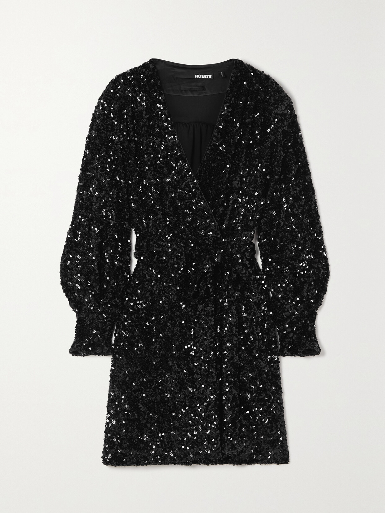 ROTATE Birger Christensen - Samantha Sequined Stretch-chiffon Mini Dress - Black