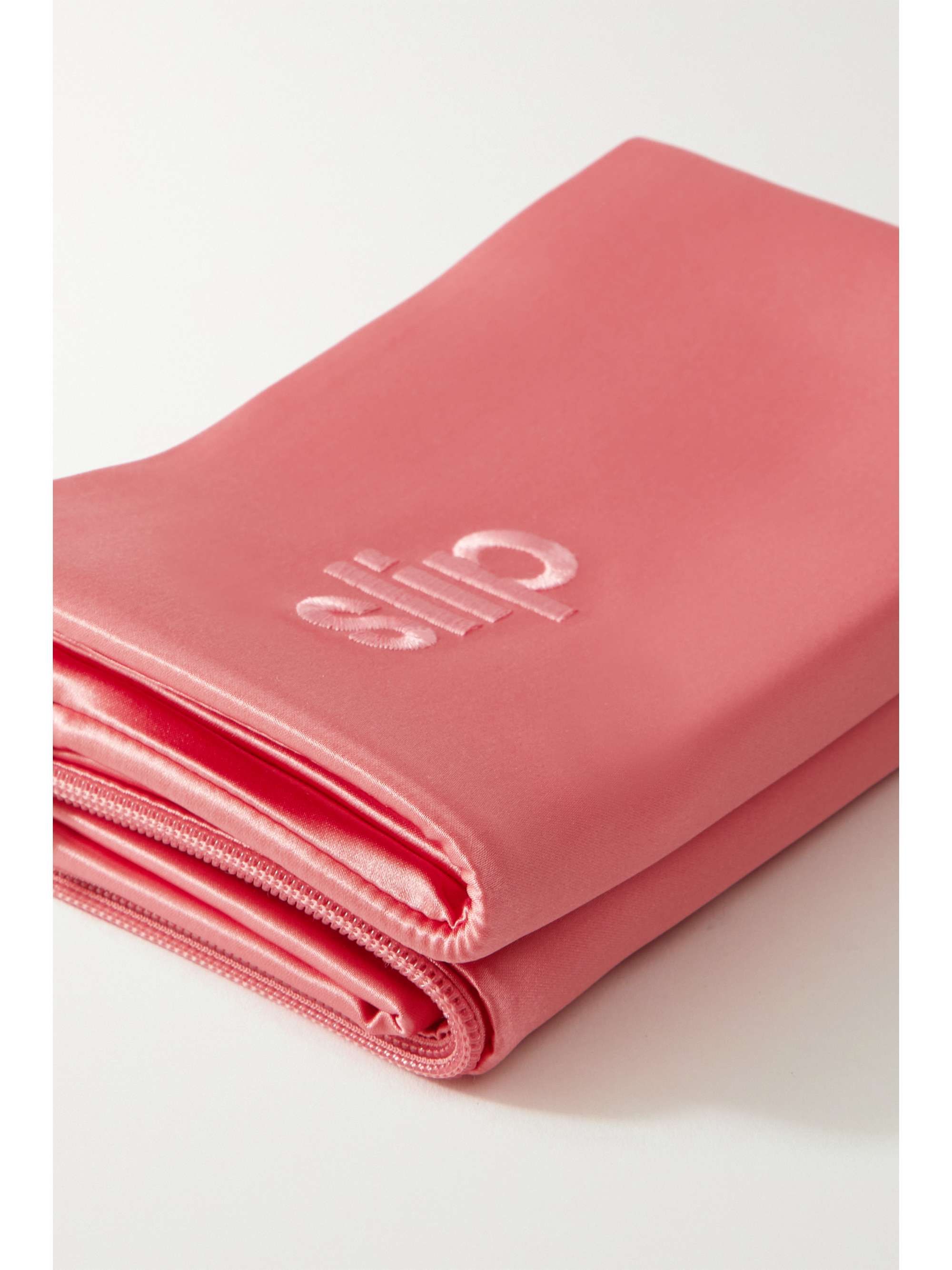 SLIP Embroidered silk queen pillowcase