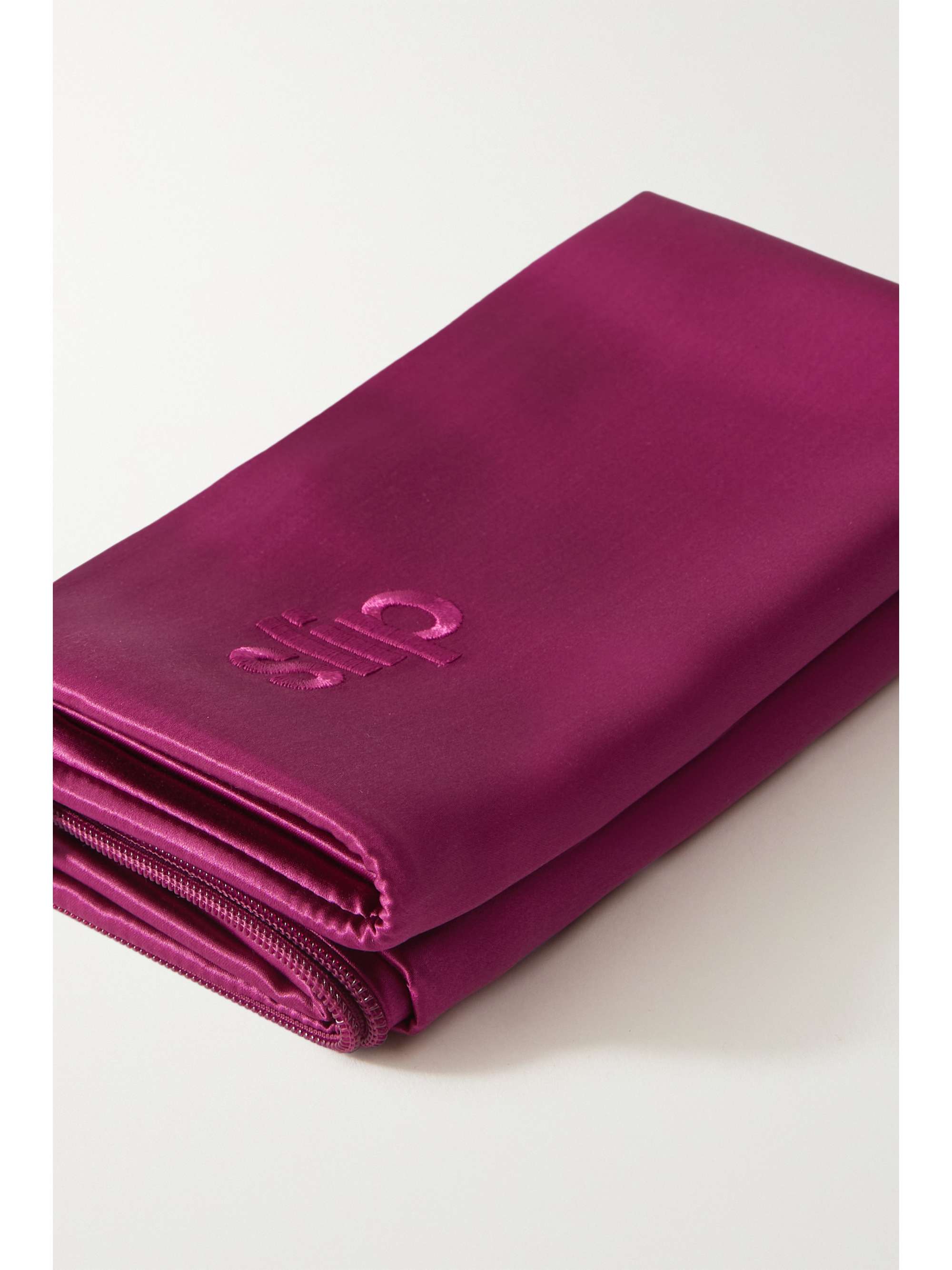 SLIP Embroidered silk king pillowcase