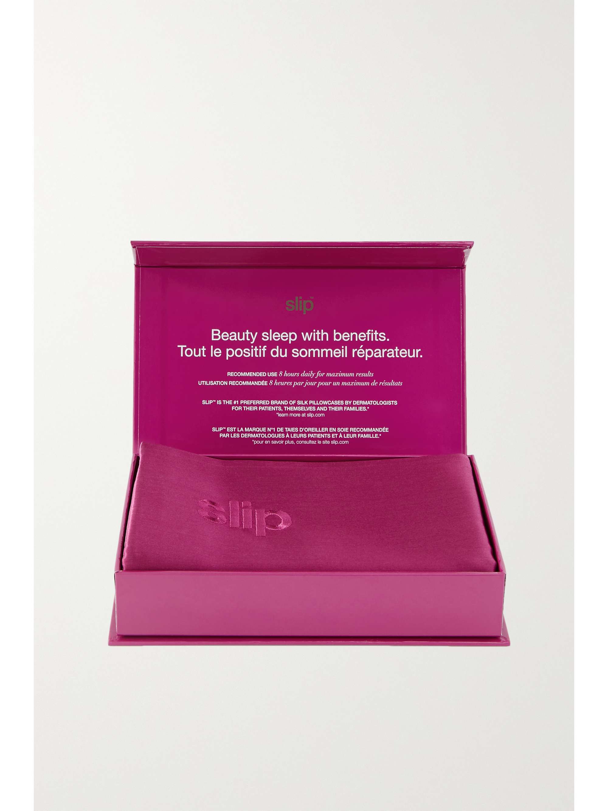 SLIP Embroidered silk queen pillowcase NETAPORTER