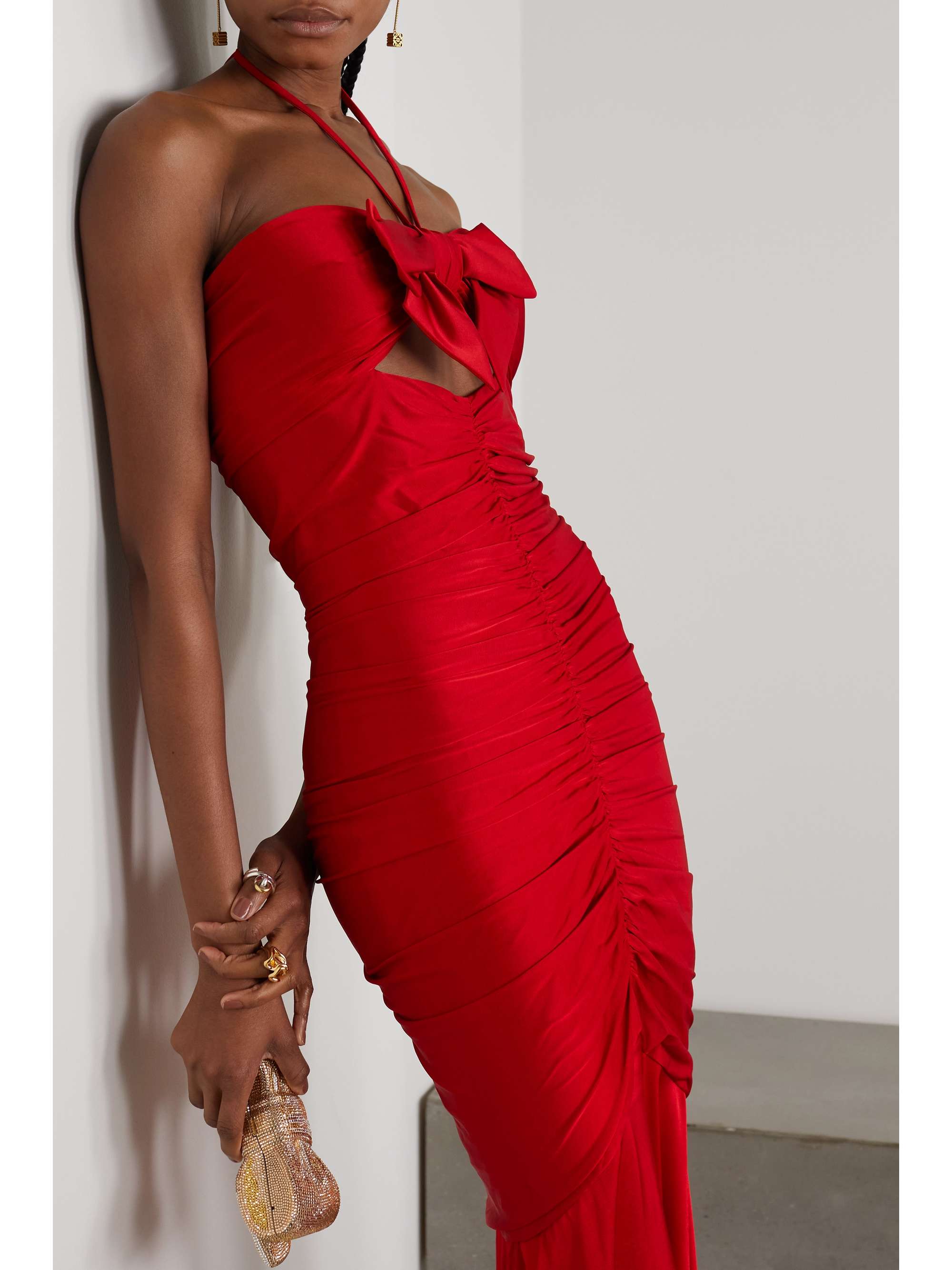 ALEXANDRE VAUTHIER Twist-front stretch-satin maxi dress