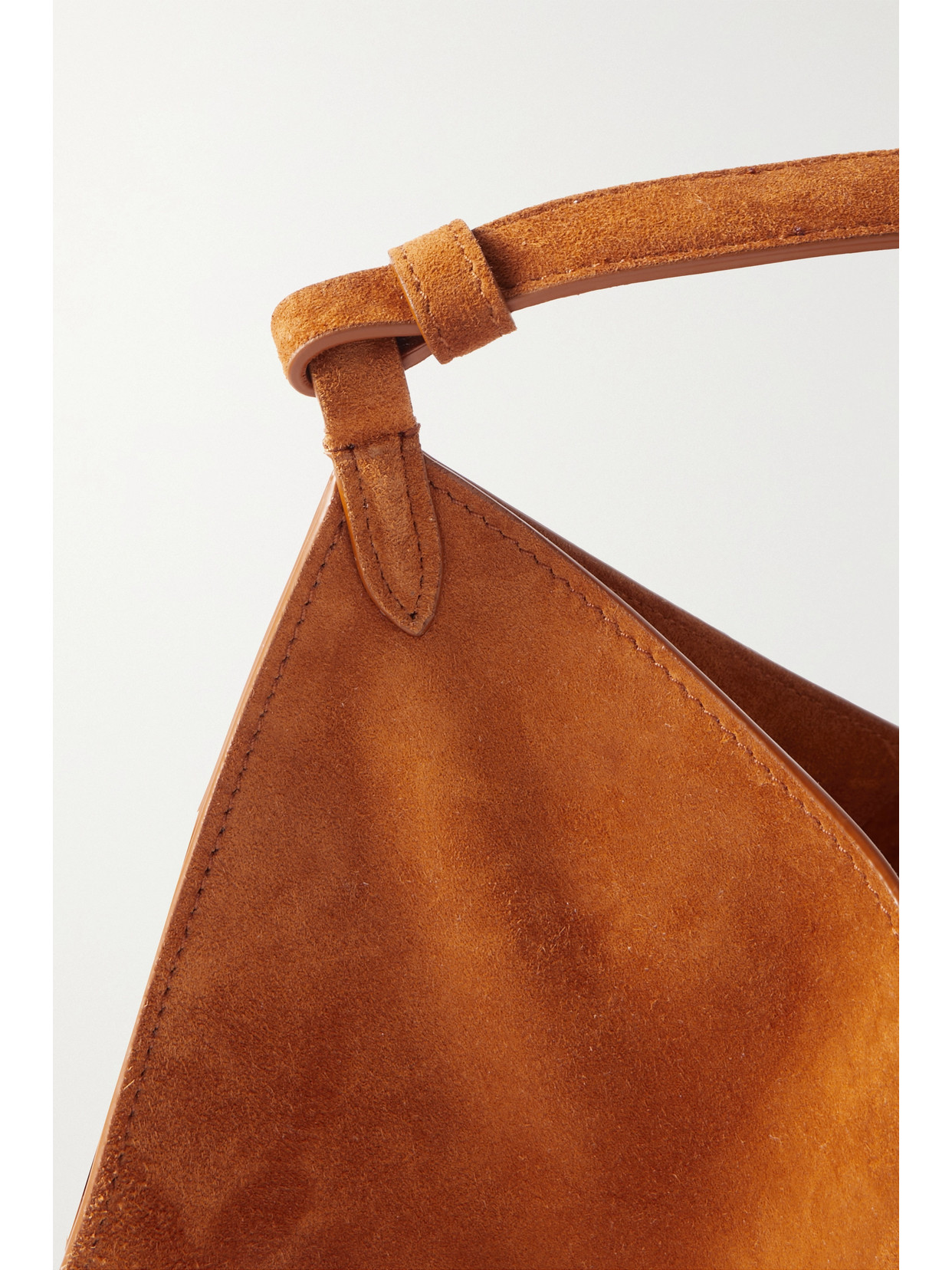 Shop Khaite Lotus Medium Suede Tote In Brown