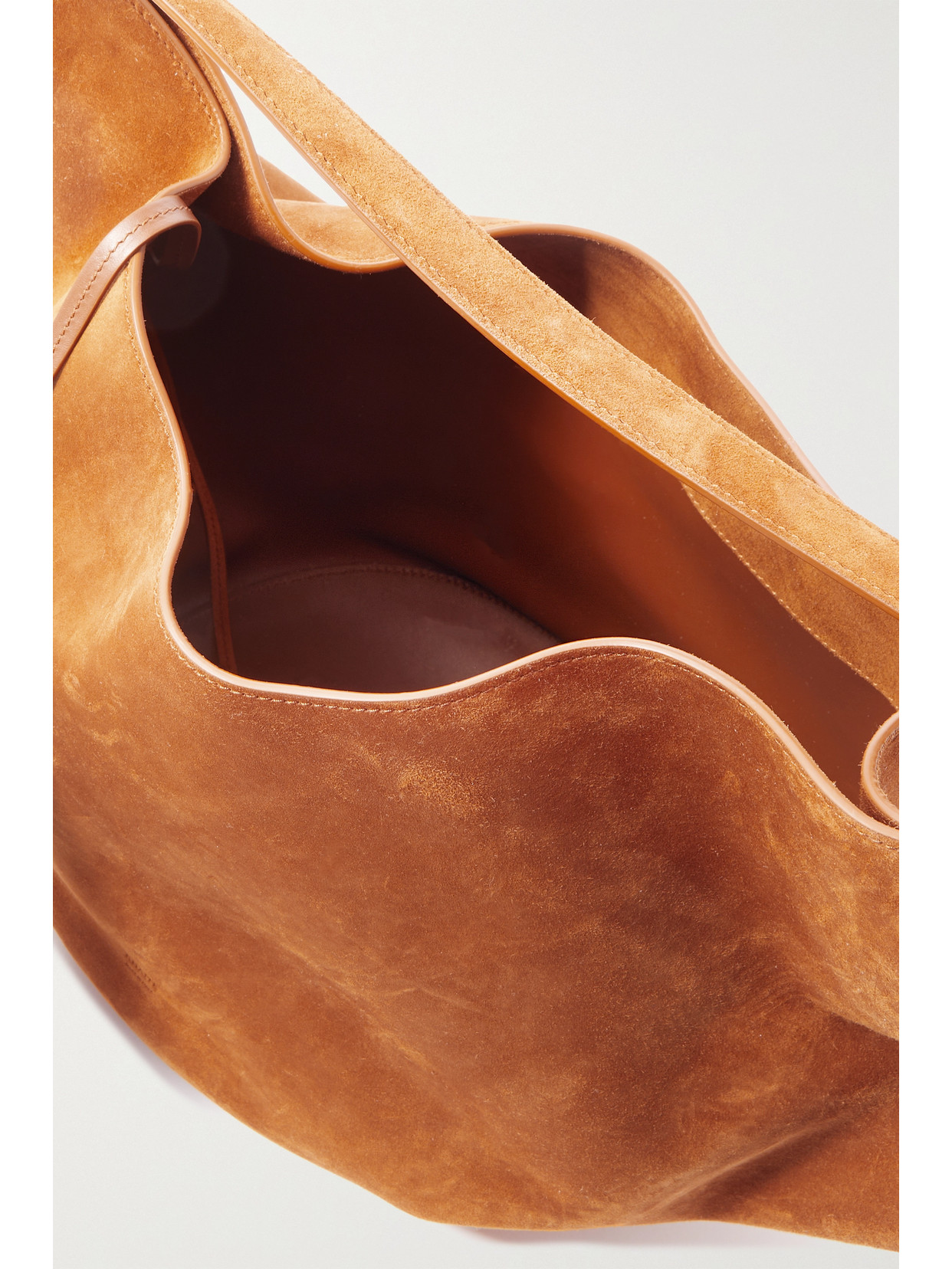 Shop Khaite Lotus Medium Suede Tote In Brown