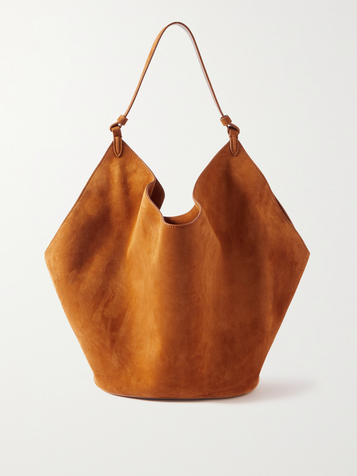 Khaite Lotus Medium Suede Tote In Brown