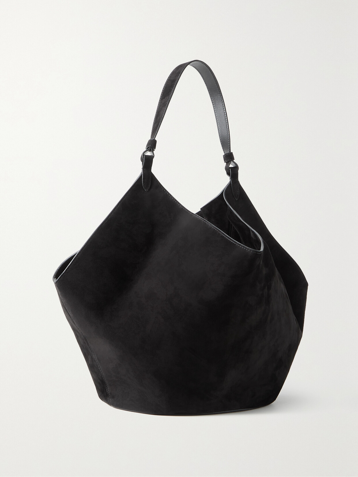 Khaite Medium Lotus Suede Tote Bag In Black