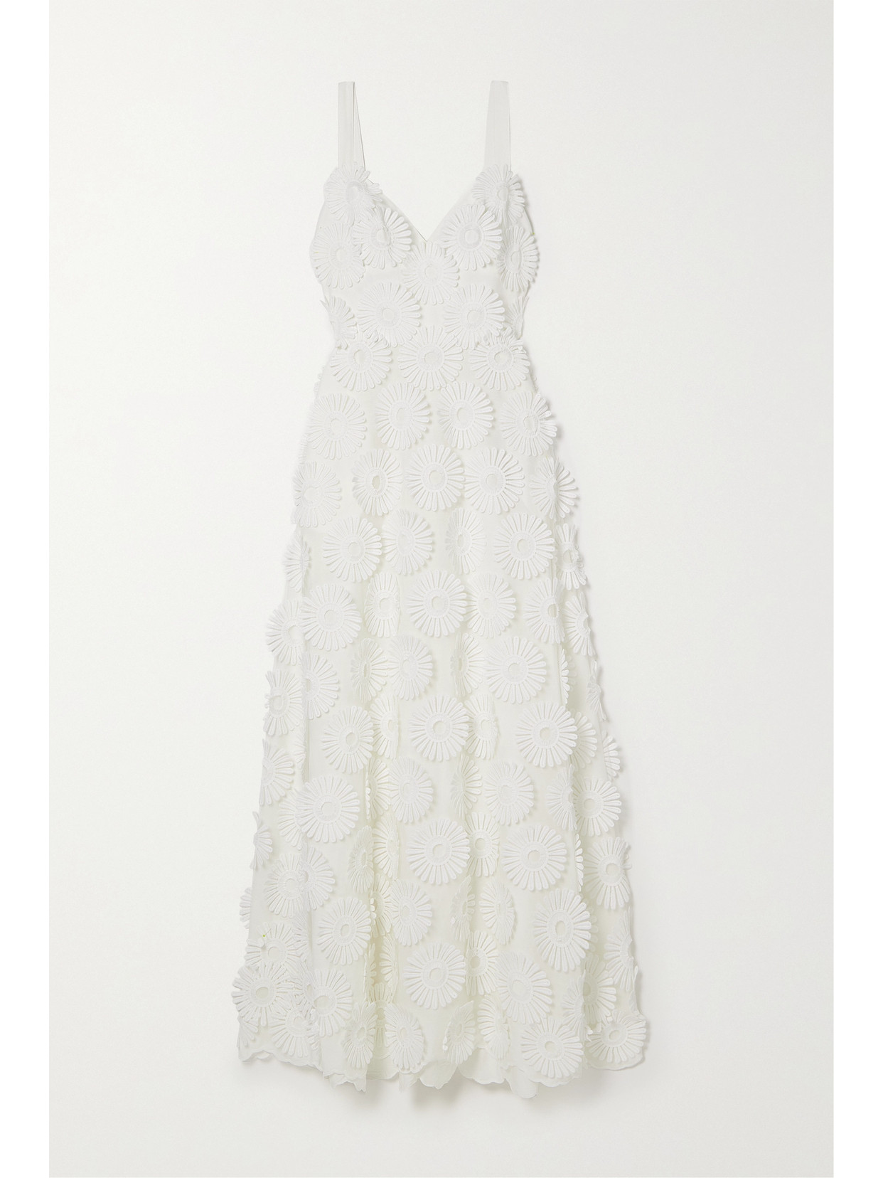 Elie Saab - Appliquéd Cotton-blend Tulle Maxi Dress - White