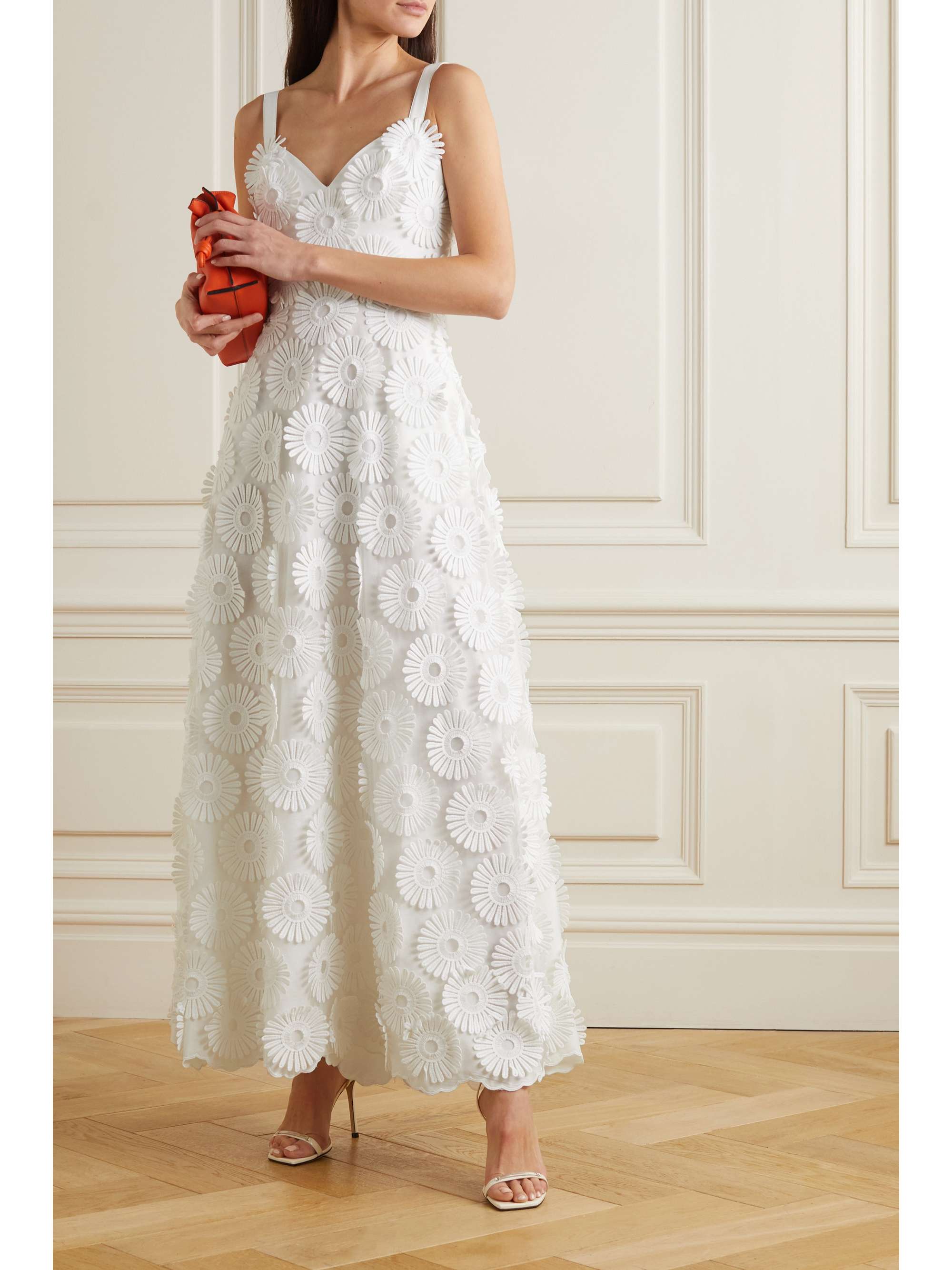 ELIE SAAB Appliquéd cotton-blend tulle maxi dress | NET-A-PORTER