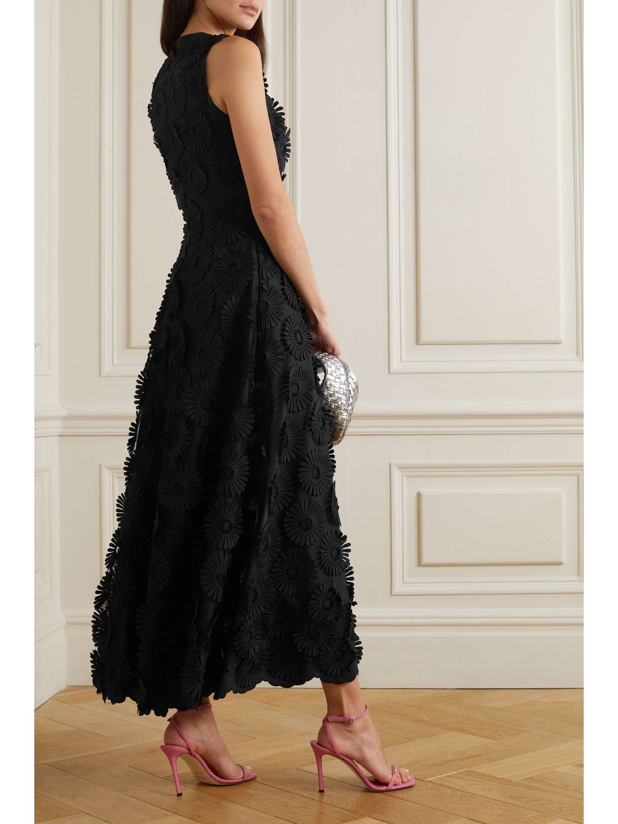 ELIE SAAB Appliquéd cotton-blend tulle maxi dress