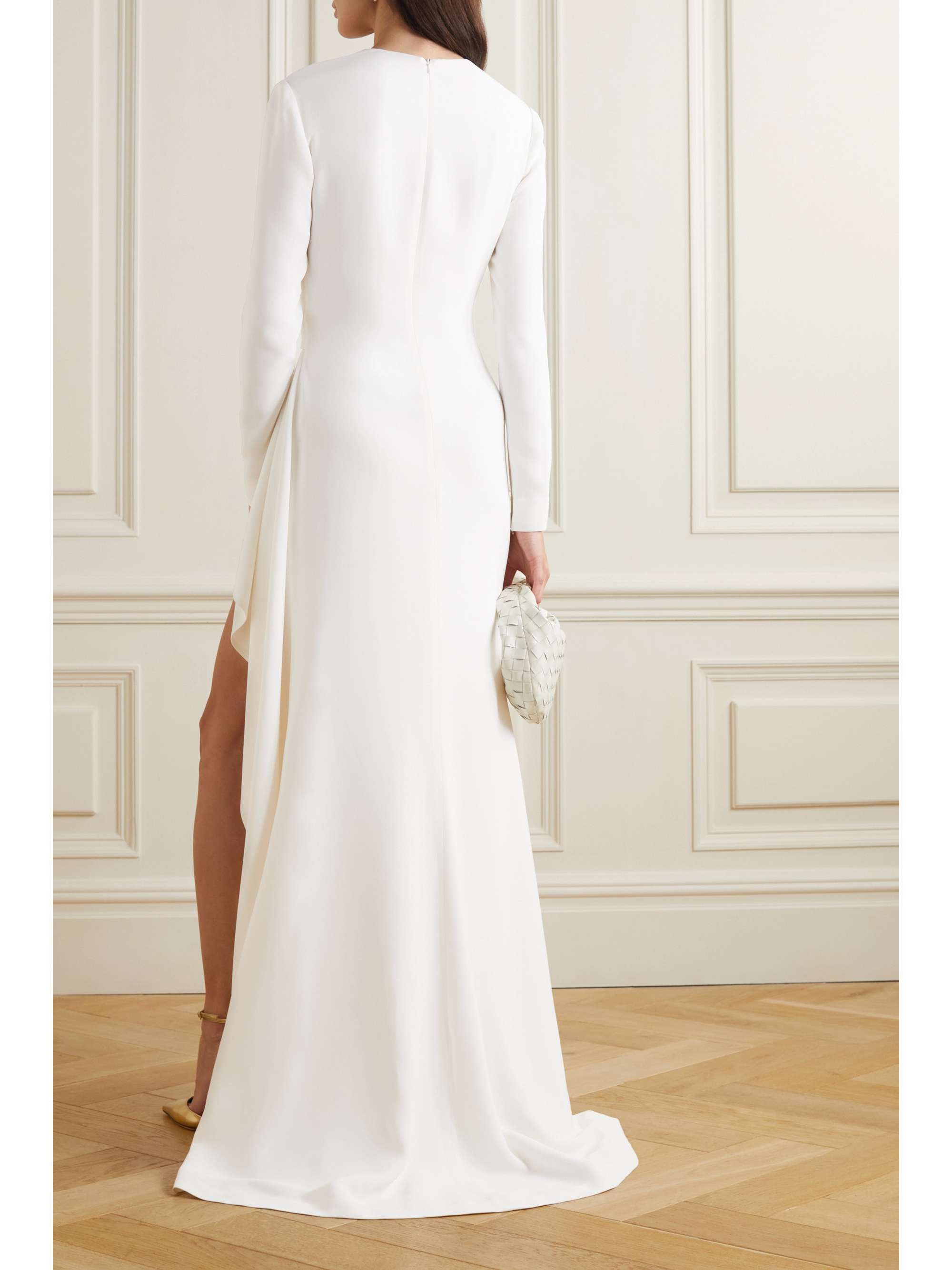 ELIE SAAB Asymmetric embellished draped crepe gown
