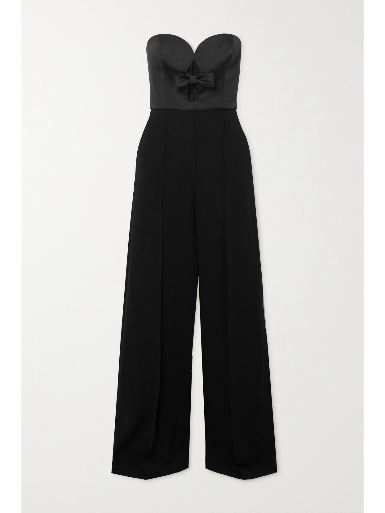 Elie Saab - Strapless Bow-detailed Cutout Taffeta And Crepe Jumpsuit - Black