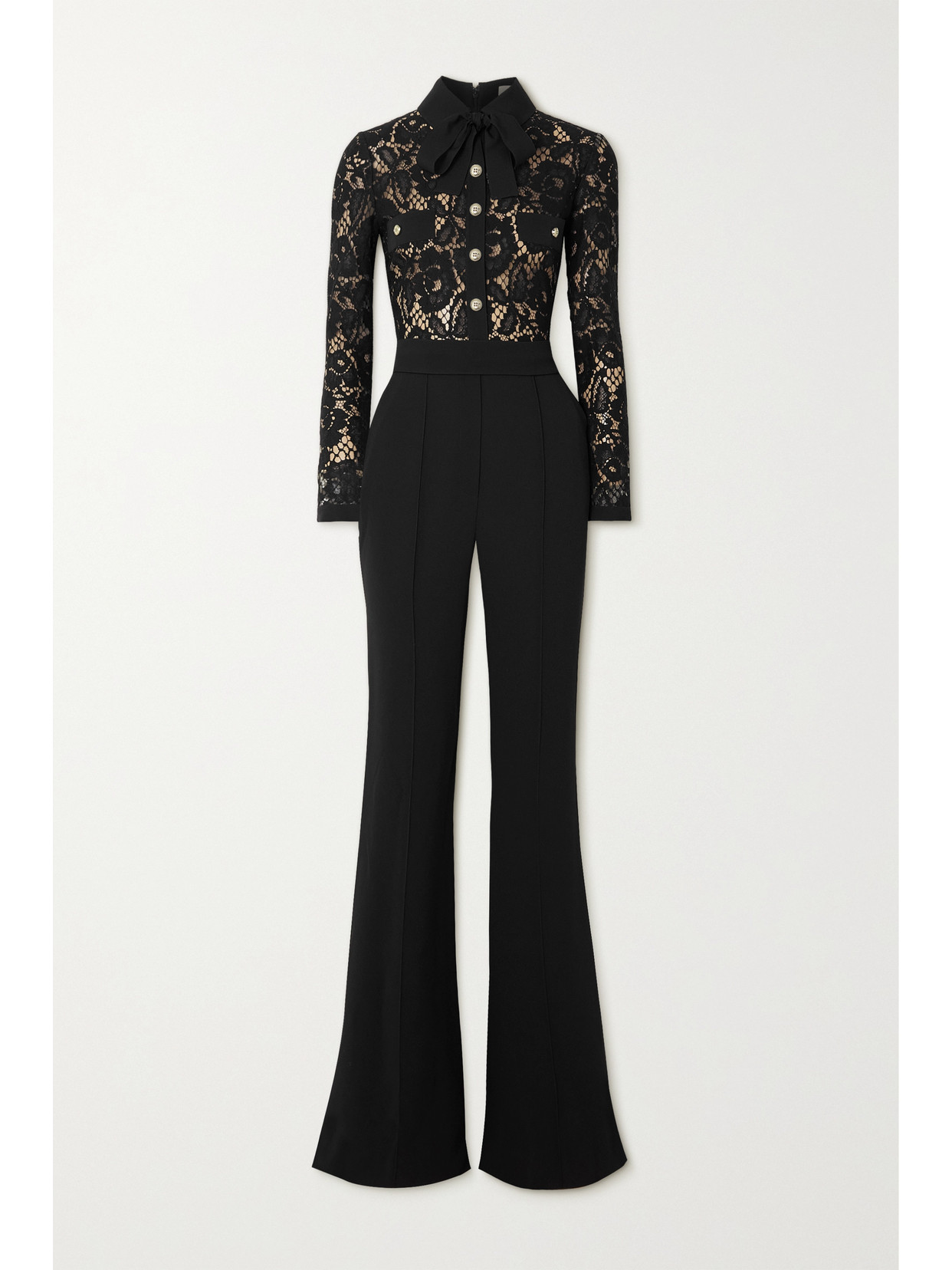 ELIE SAAB TIE-NECK LACE AND CREPE JUMPSUIT