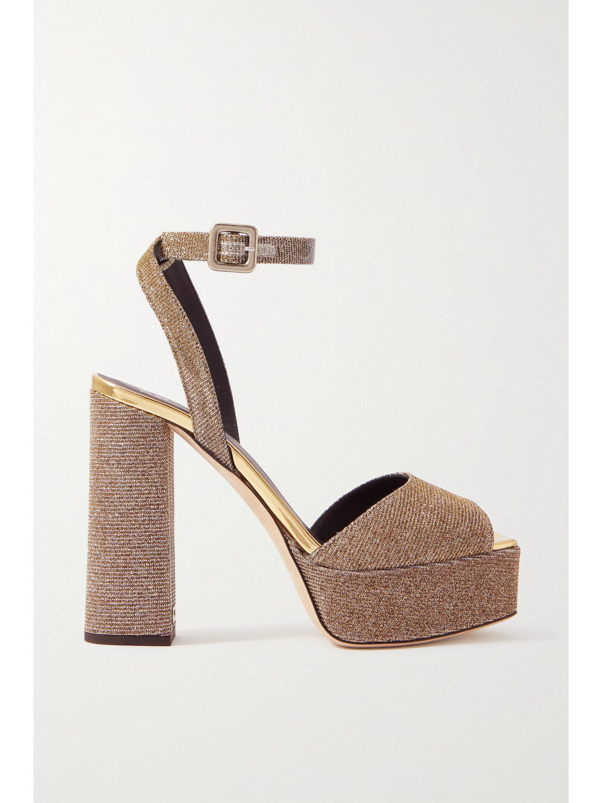 Giuseppe Zanotti - Blasvegas Glittered Leather Platform Sandals - Gold