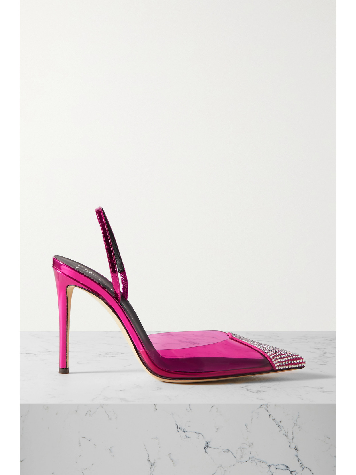 Giuseppe Zanotti - Braquel Embellished Pvc And Metallic Leather Slingback Pumps - Pink