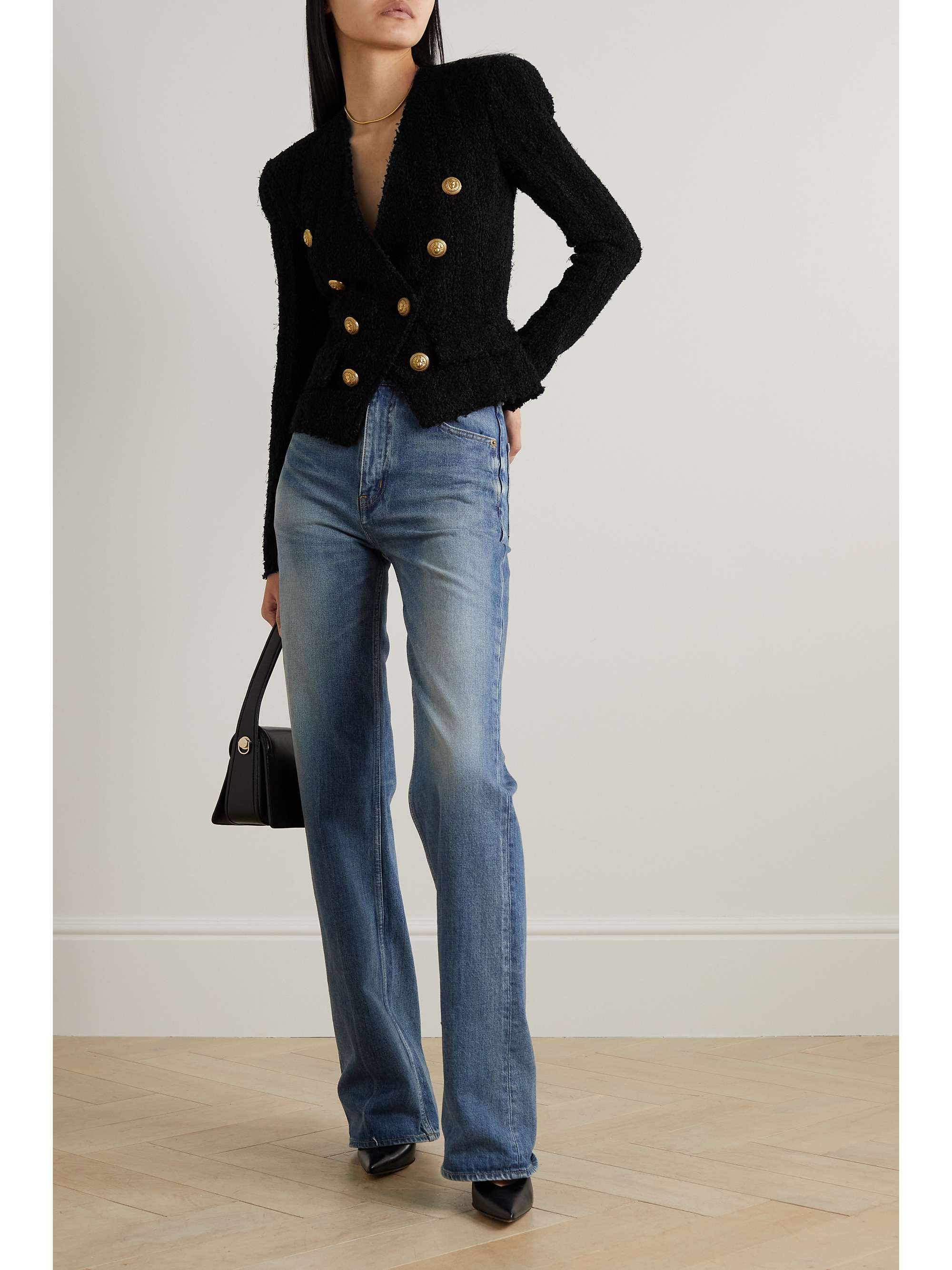 BALMAIN Doublebreasted sequinembellished bouclétweed blazer NETA