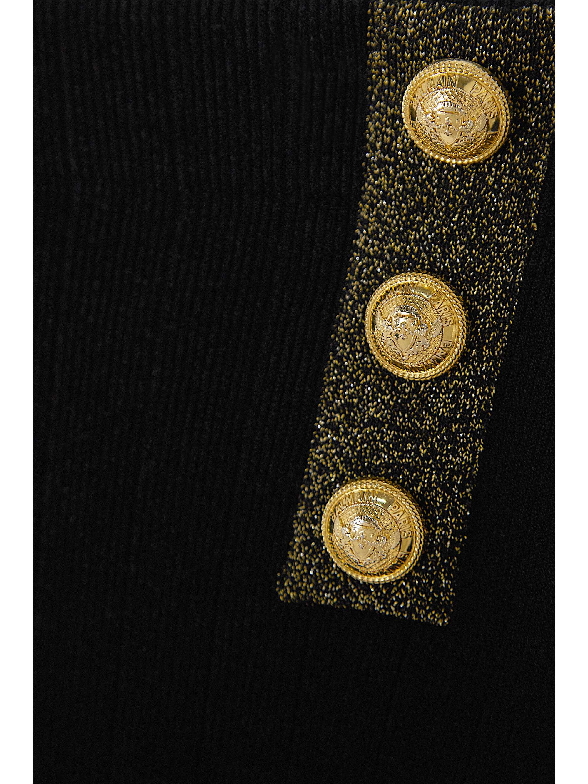 BALMAIN Button-embellished metallic ribbed-knit stirrup leggings
