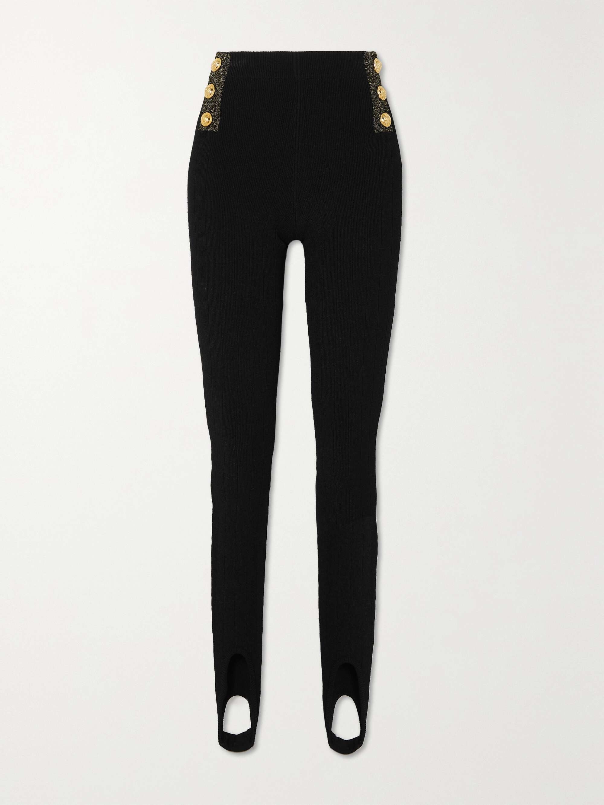 Leset Rio Belted Stretch-ponte Stirrup Leggings in Black