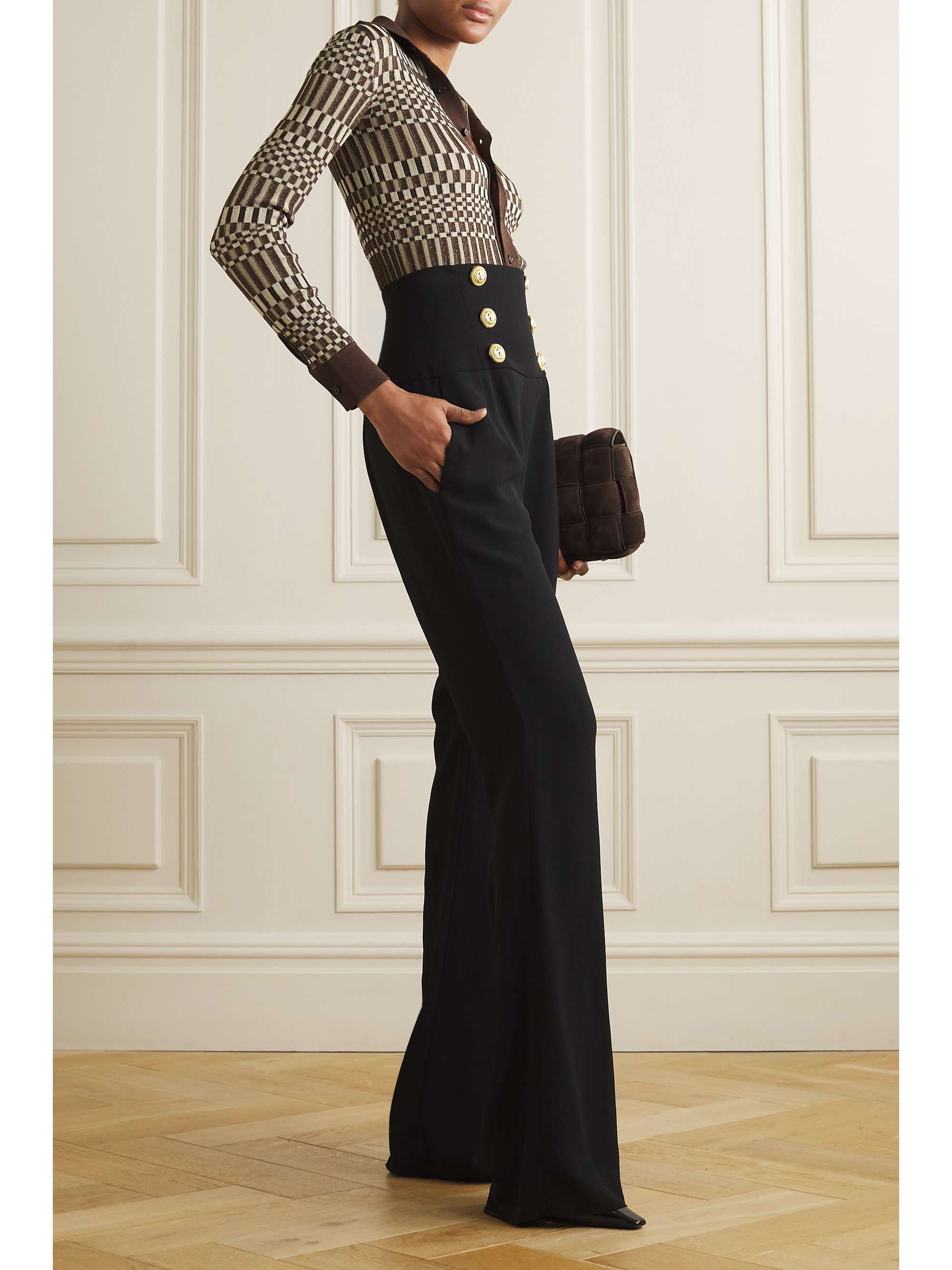 Black crepe online wide leg pants