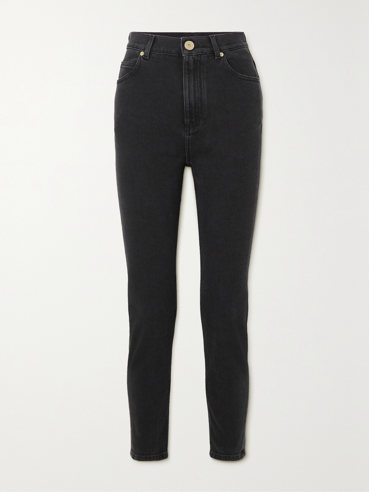 Balmain - Cropped High-rise Slim-leg Jeans - Black