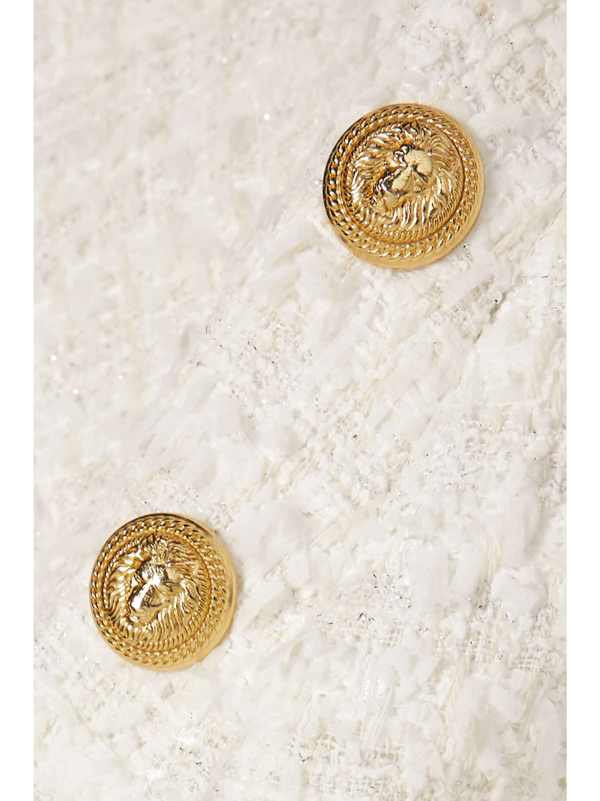 BALMAIN Button-embellished frayed tweed shorts