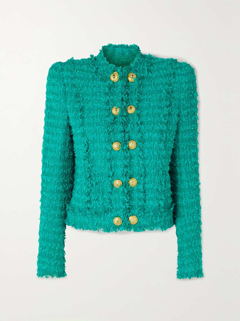 Balmain Fringed Cotton-blend Tweed Jacket