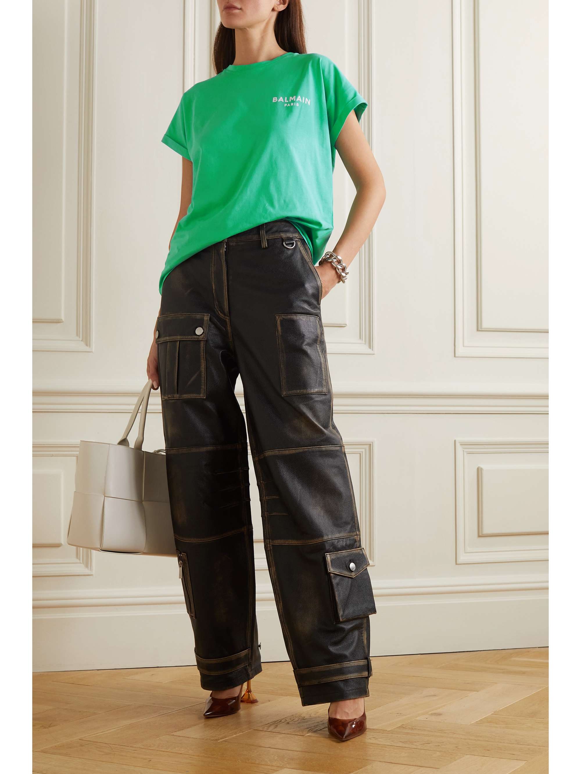 BALMAIN Flocked cottonjersey Tshirt NETAPORTER