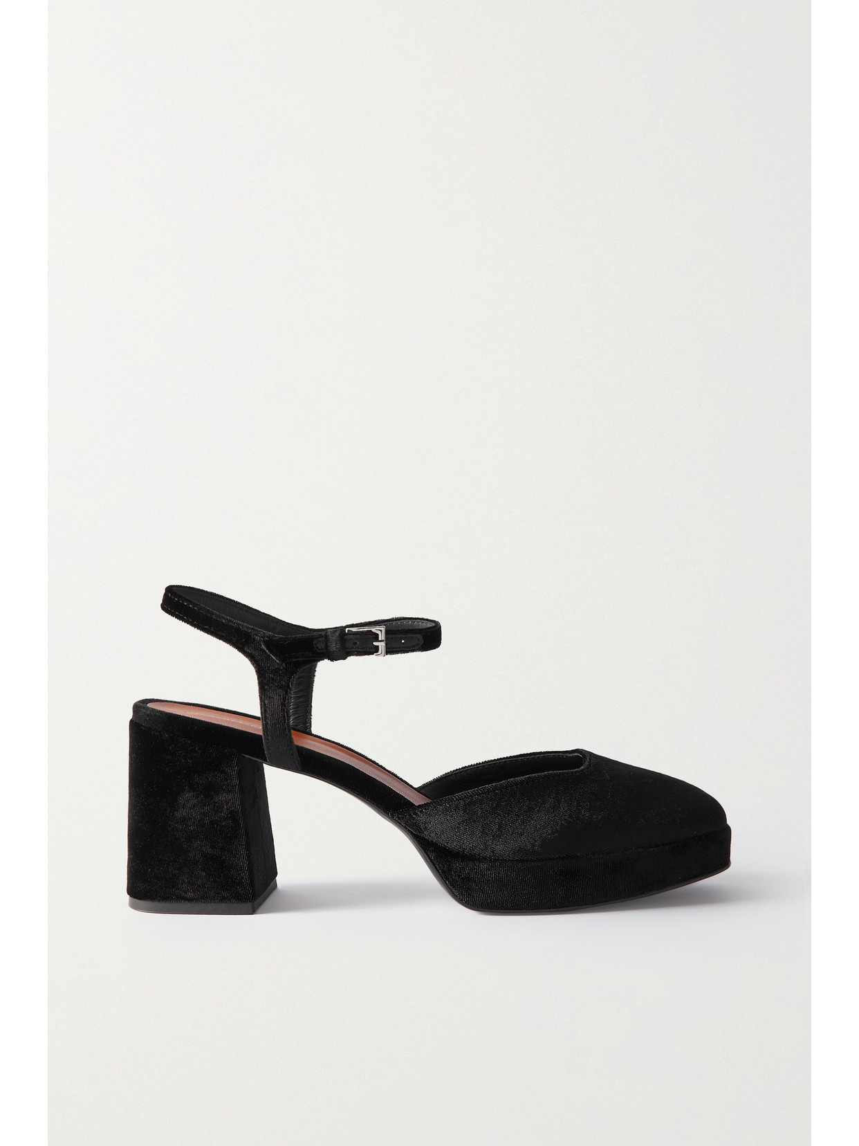 Reformation + Net Sustain Marisol Velvet Platform Pumps - Black
