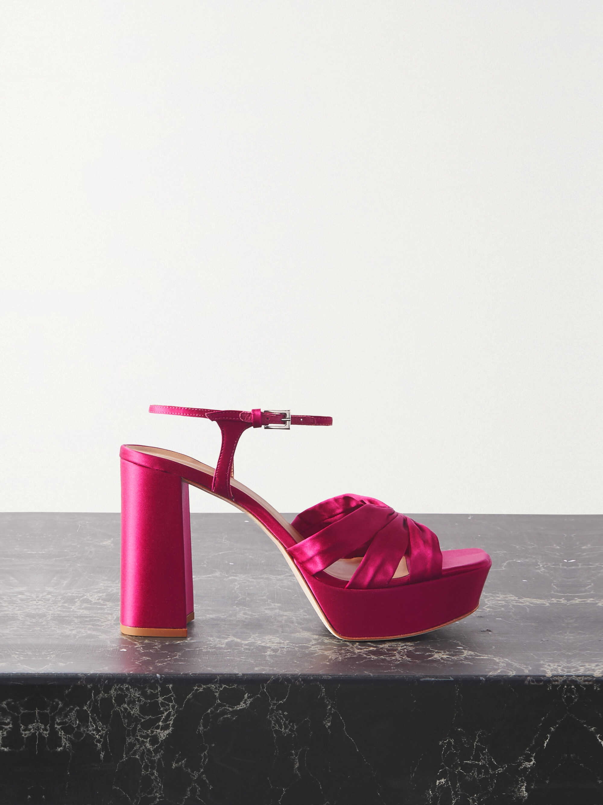 Reformation Monetta satin platform sandals