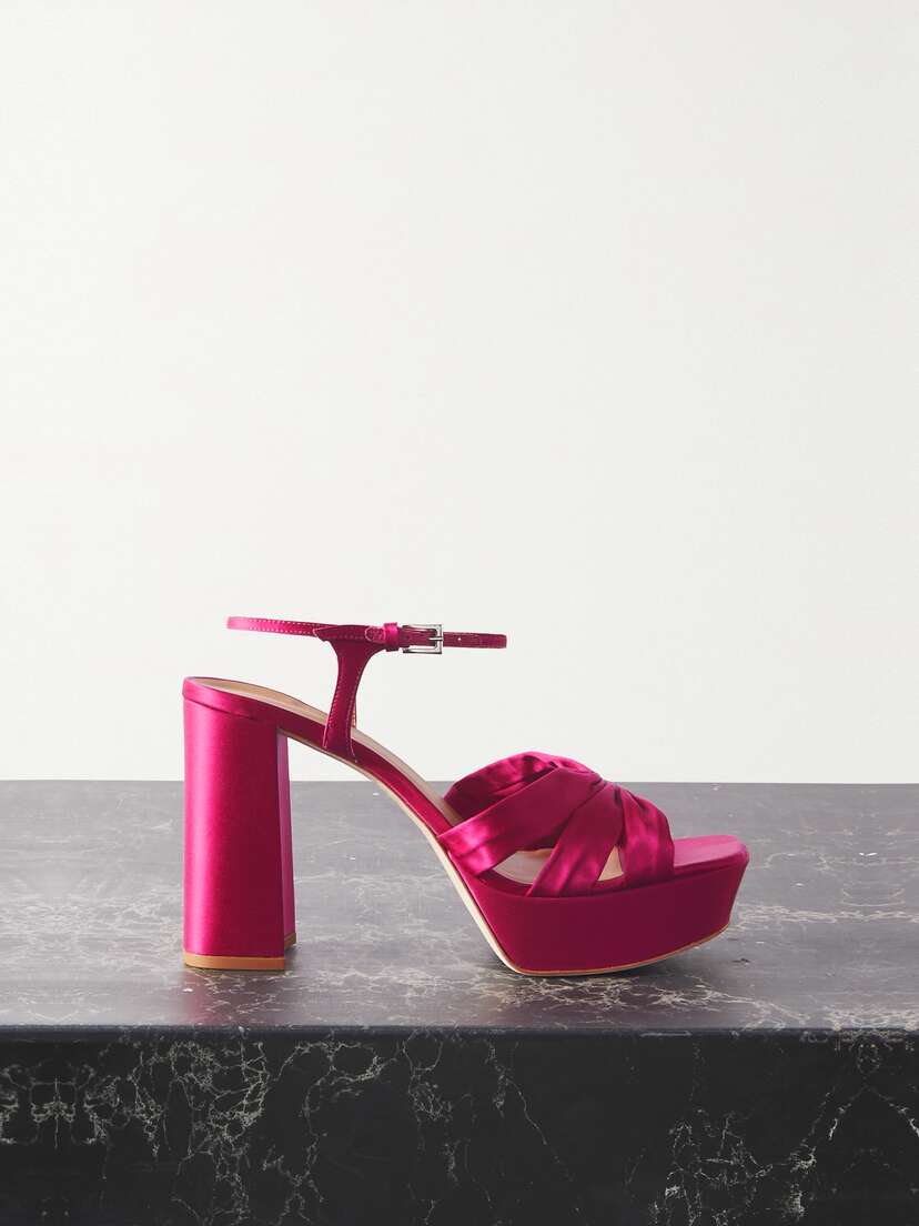 Reformation Monetta Satin Platform Sandals