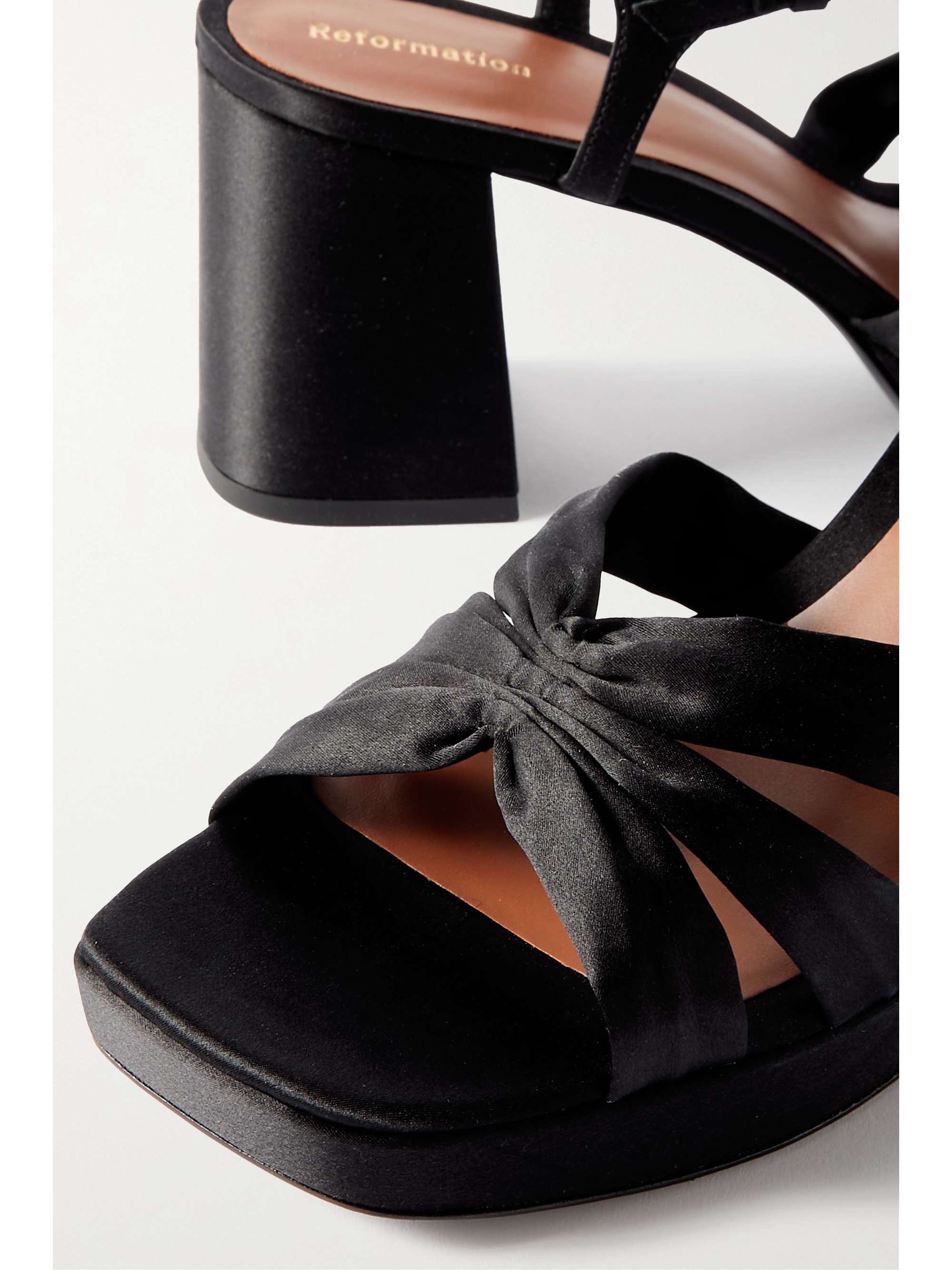 REFORMATION Maize satin platform sandals