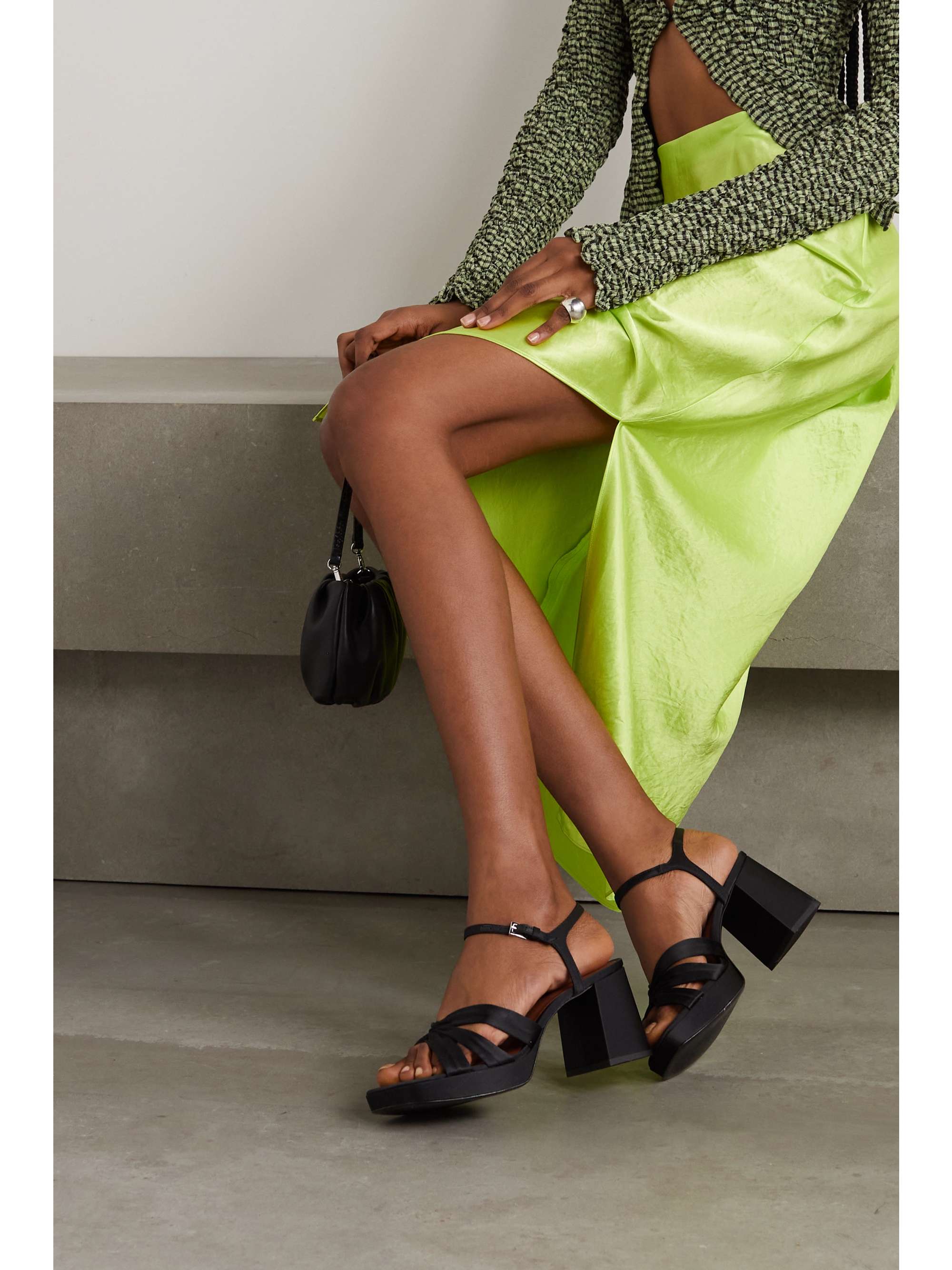REFORMATION Maize satin platform sandals