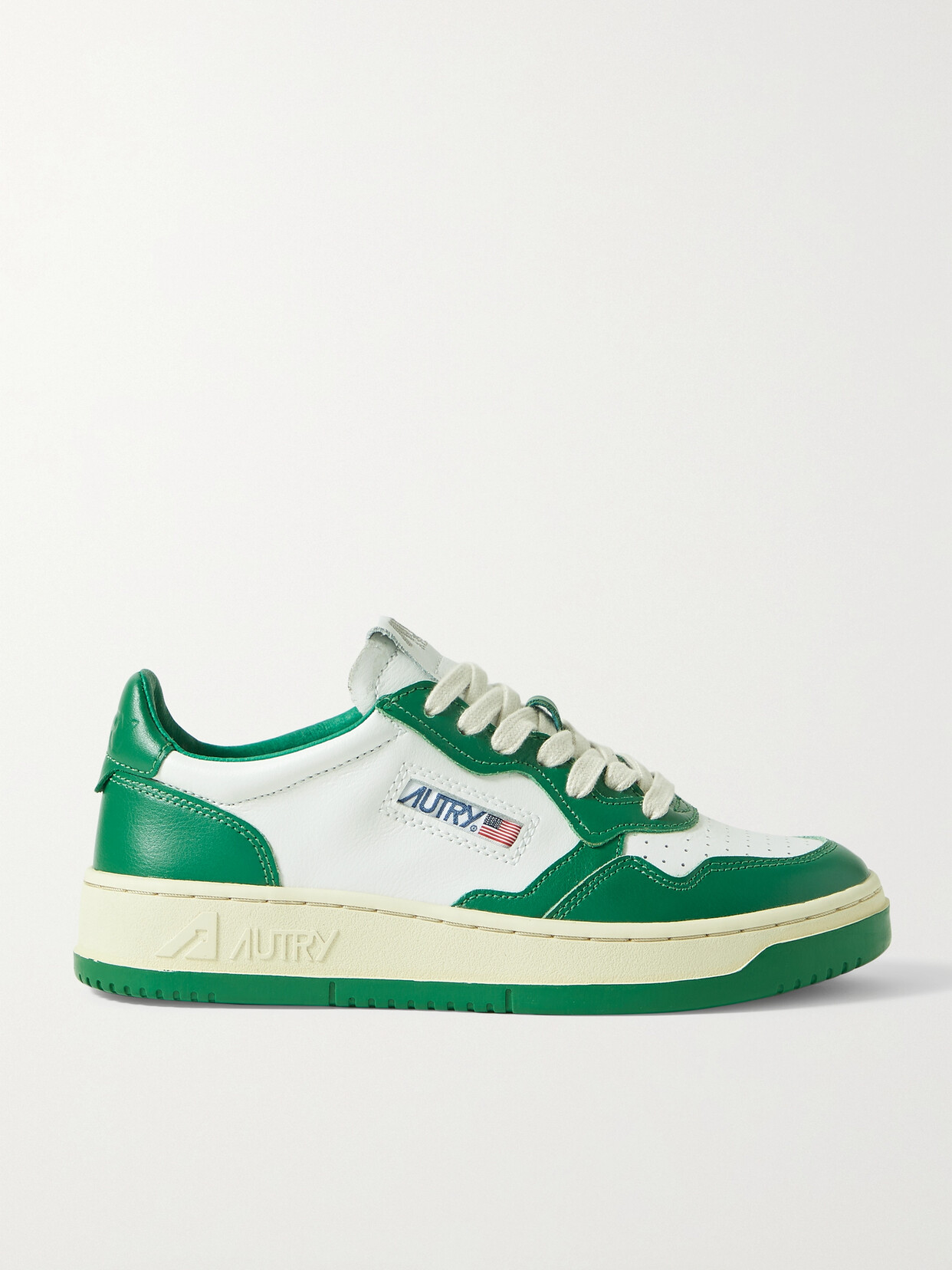 Autry Medalist Low Two-tone Leather Sneakers In Green