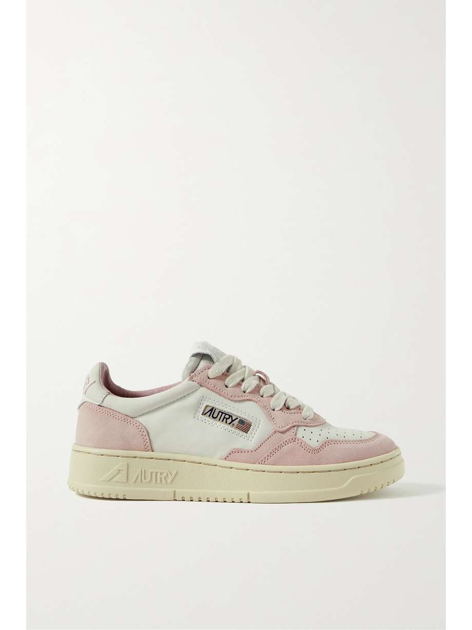 Autry was originally founded in 1982 and relaunched in 2019 by a group of friends who were fans of the label. A re-edition of an archival style, these 'Medalist Low' sneakers are made from off-white leather contrasted with baby-pink suede. They're lined in soft terry and detailed with signature American flags