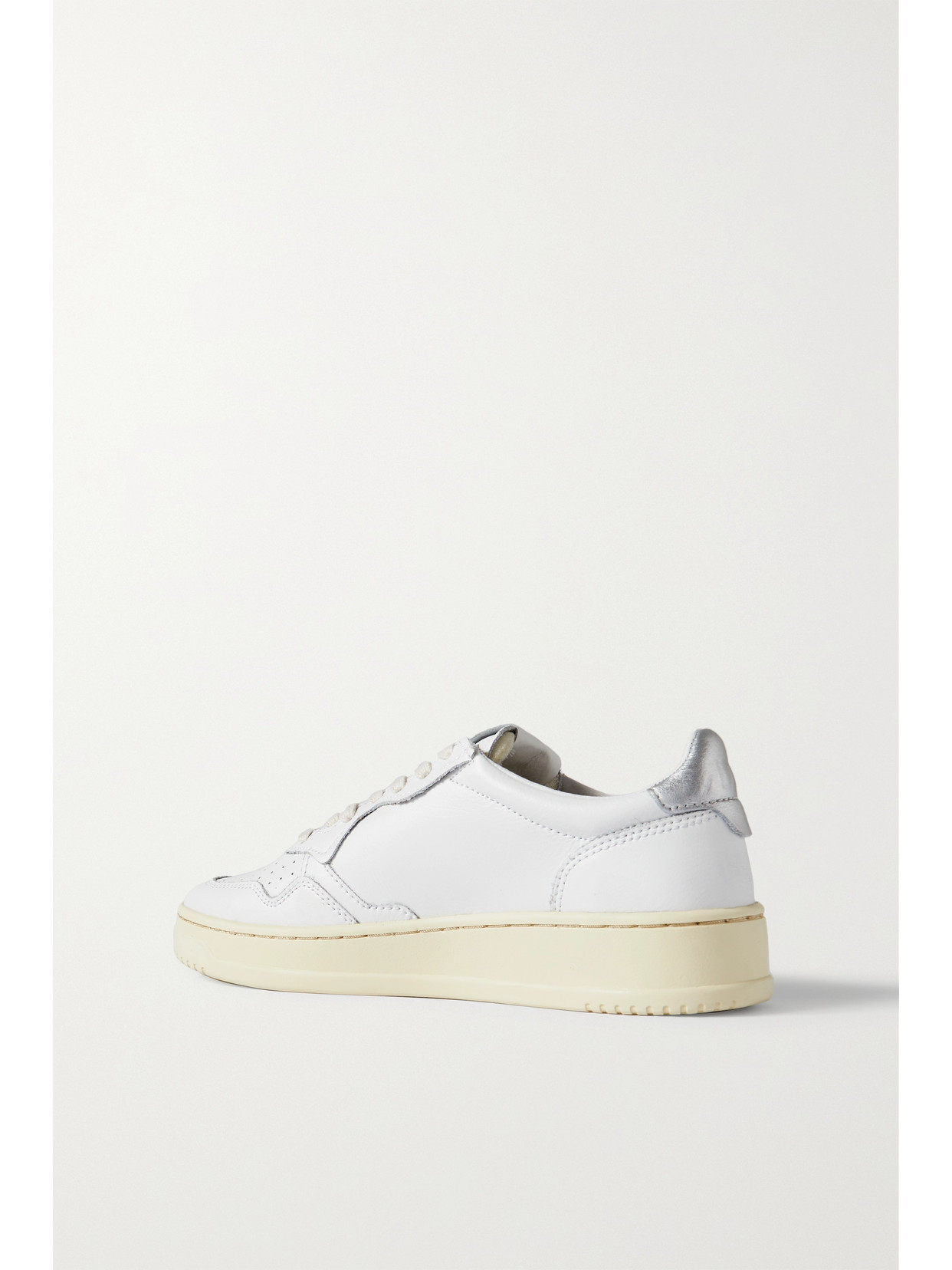 Autry Medalist Low Metallic Leather Sneakers In White