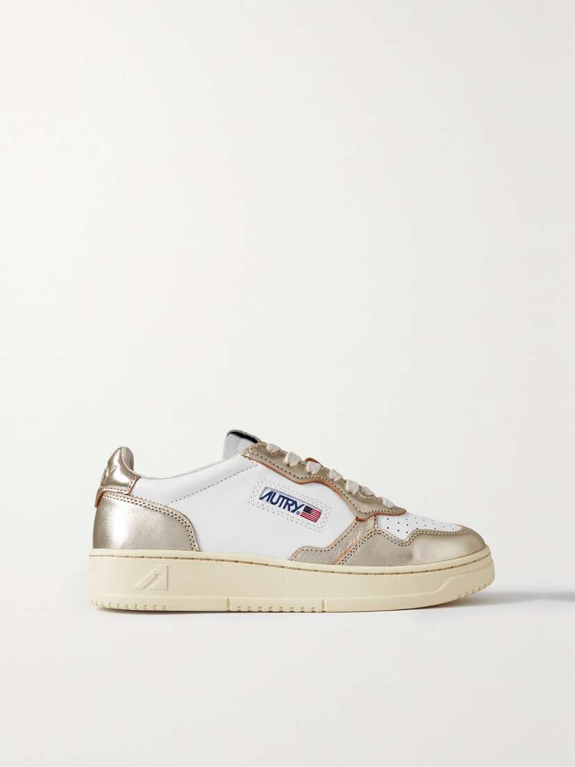 Autry Medalist Low Metallic Leather Sneakers