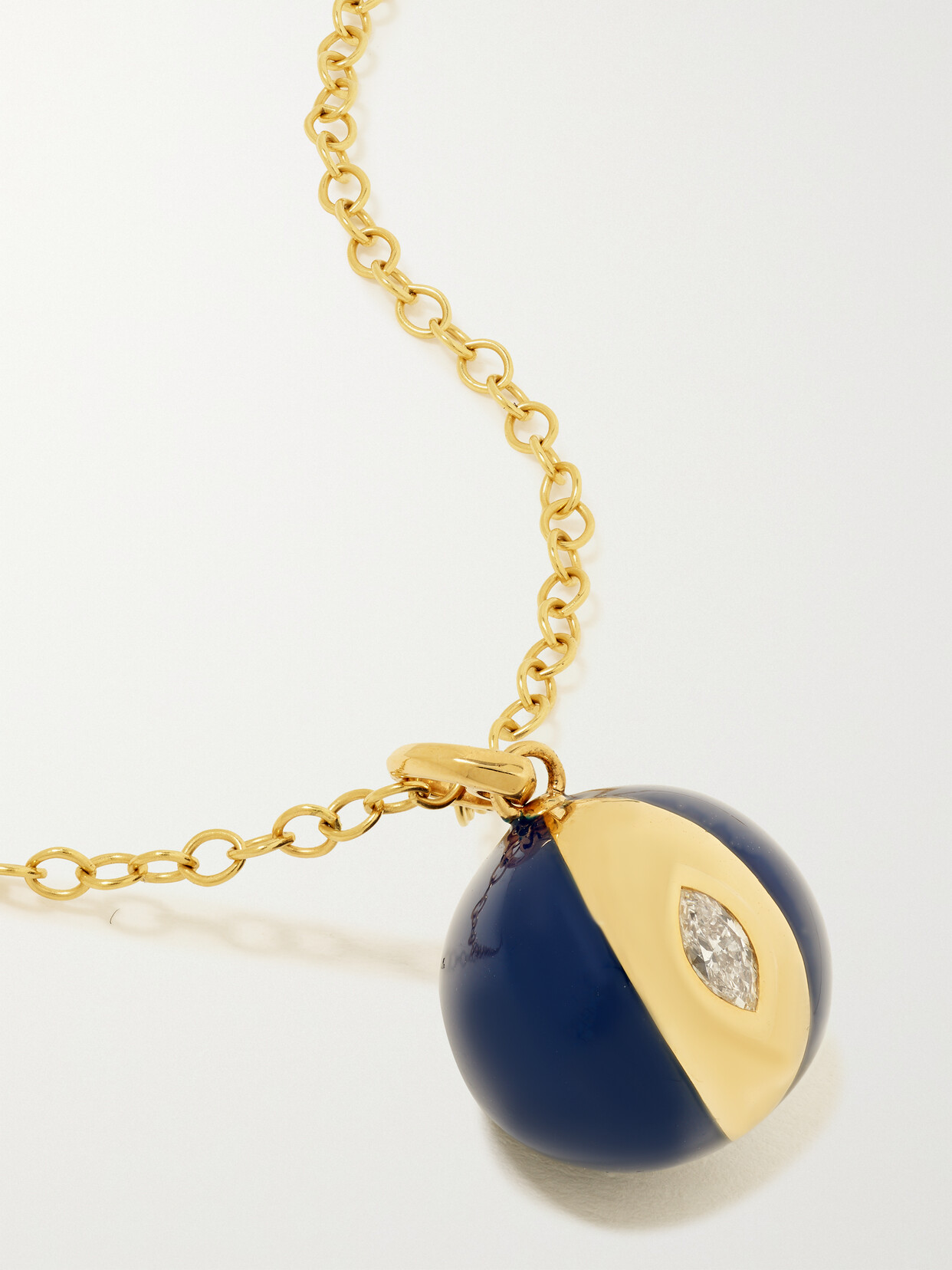 Almasika - Terra Nova Globe 18-karat Gold, Enamel And Diamond Necklace - Blue