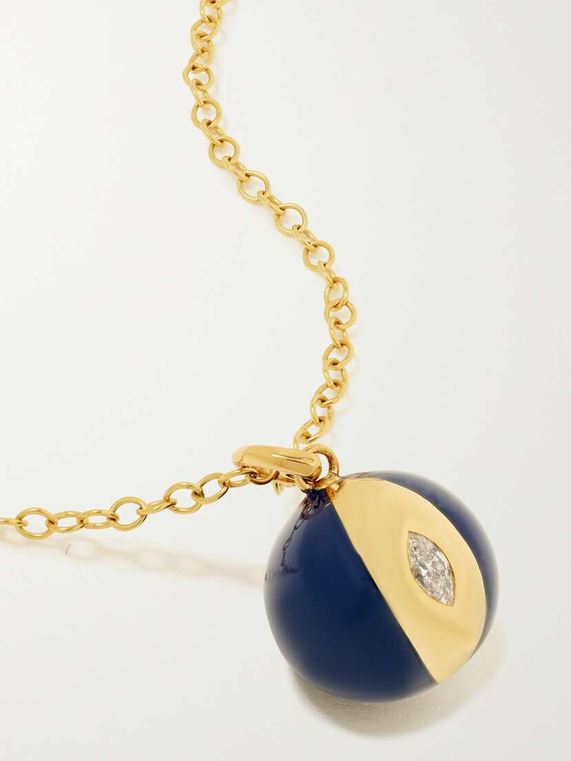 Almasika Terra Nova Globe 18-karat Gold, Enamel And Diamond Necklace
