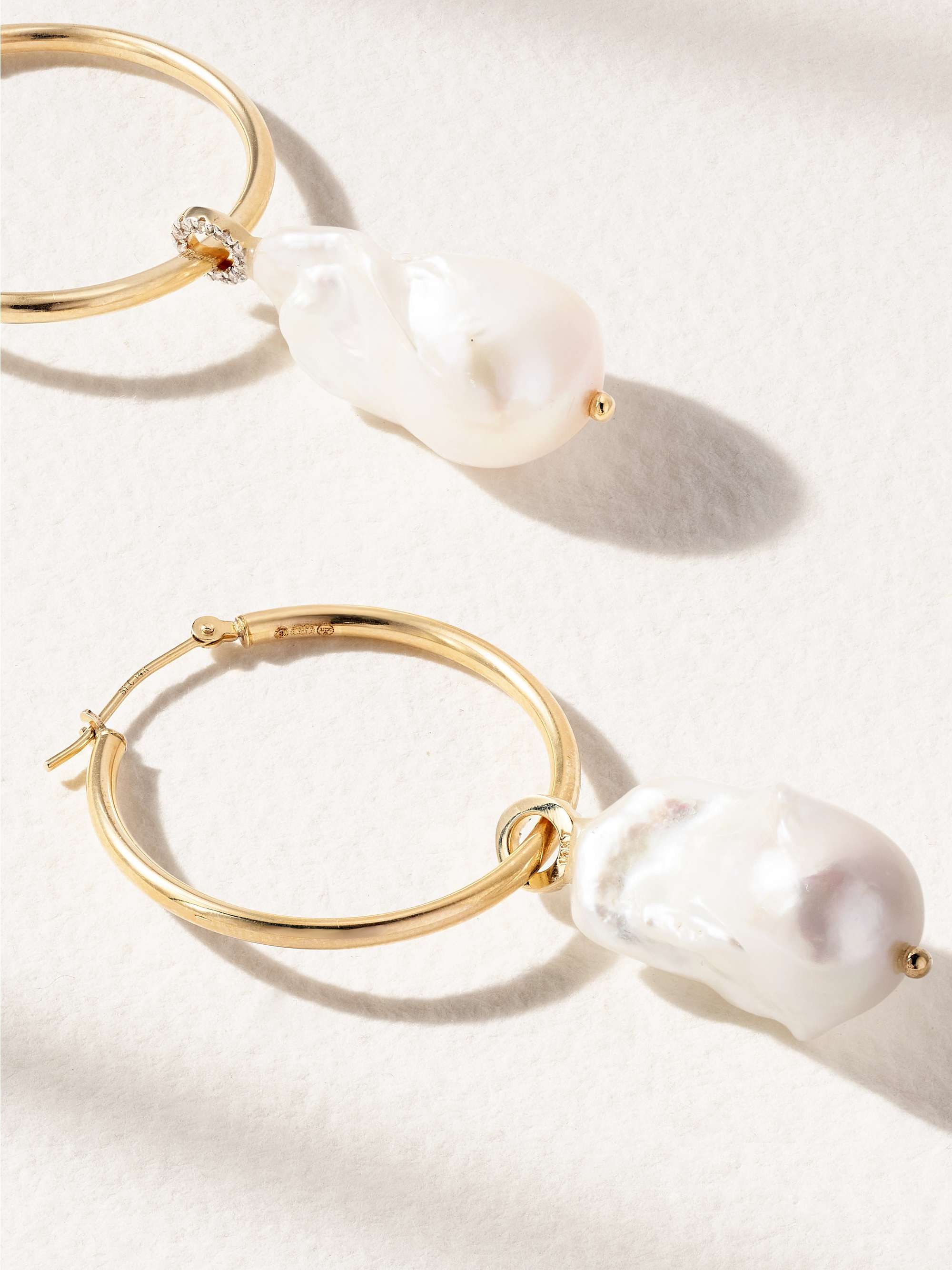 MATEO 14-karat gold, pearl and diamond earrings