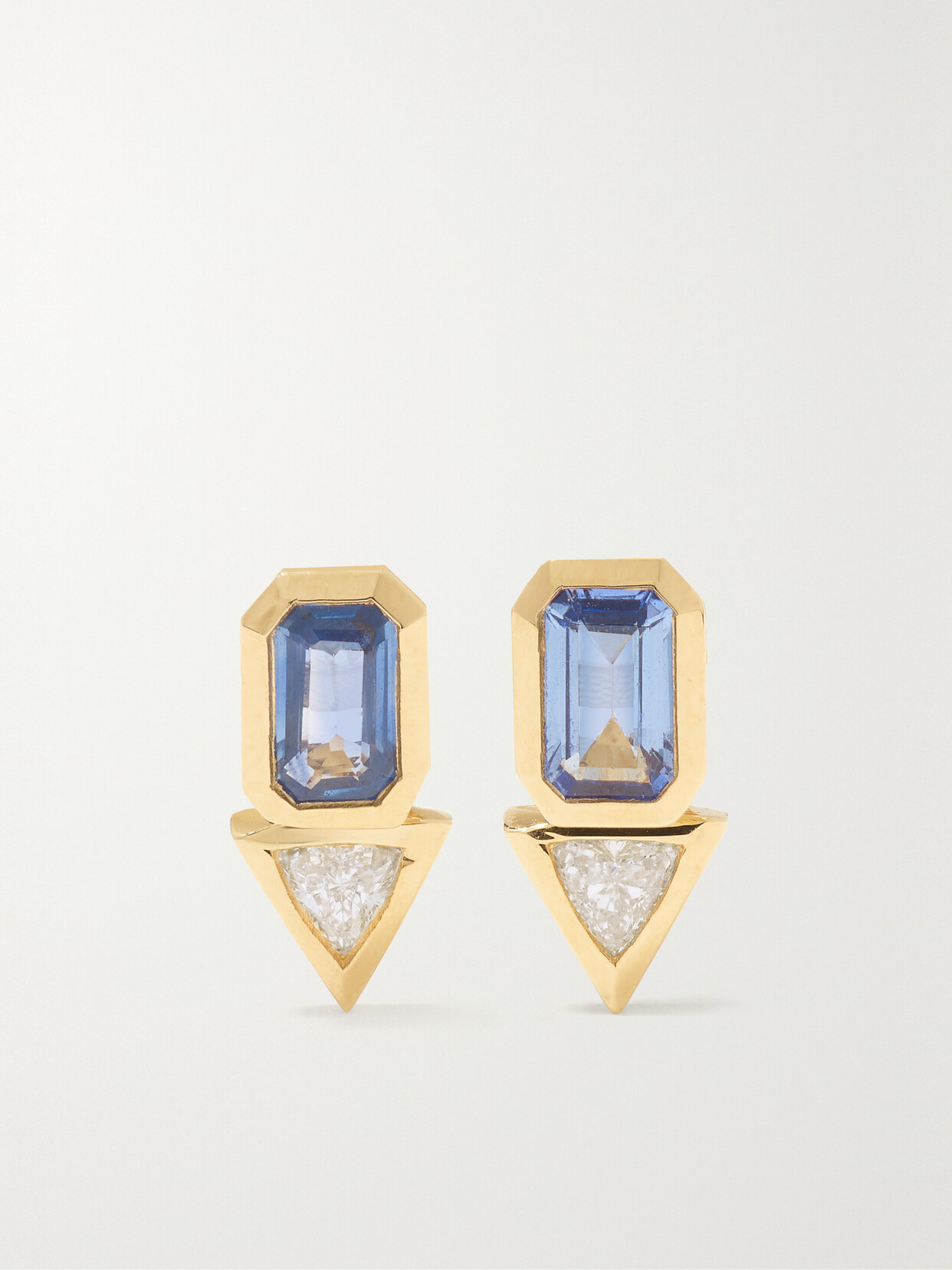 Azlee 18-karat Gold, Diamond And Sapphire Earrings In Blue