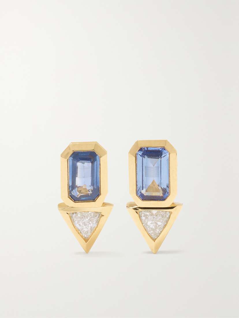 Azlee 18-karat Gold, Diamond And Sapphire Earrings