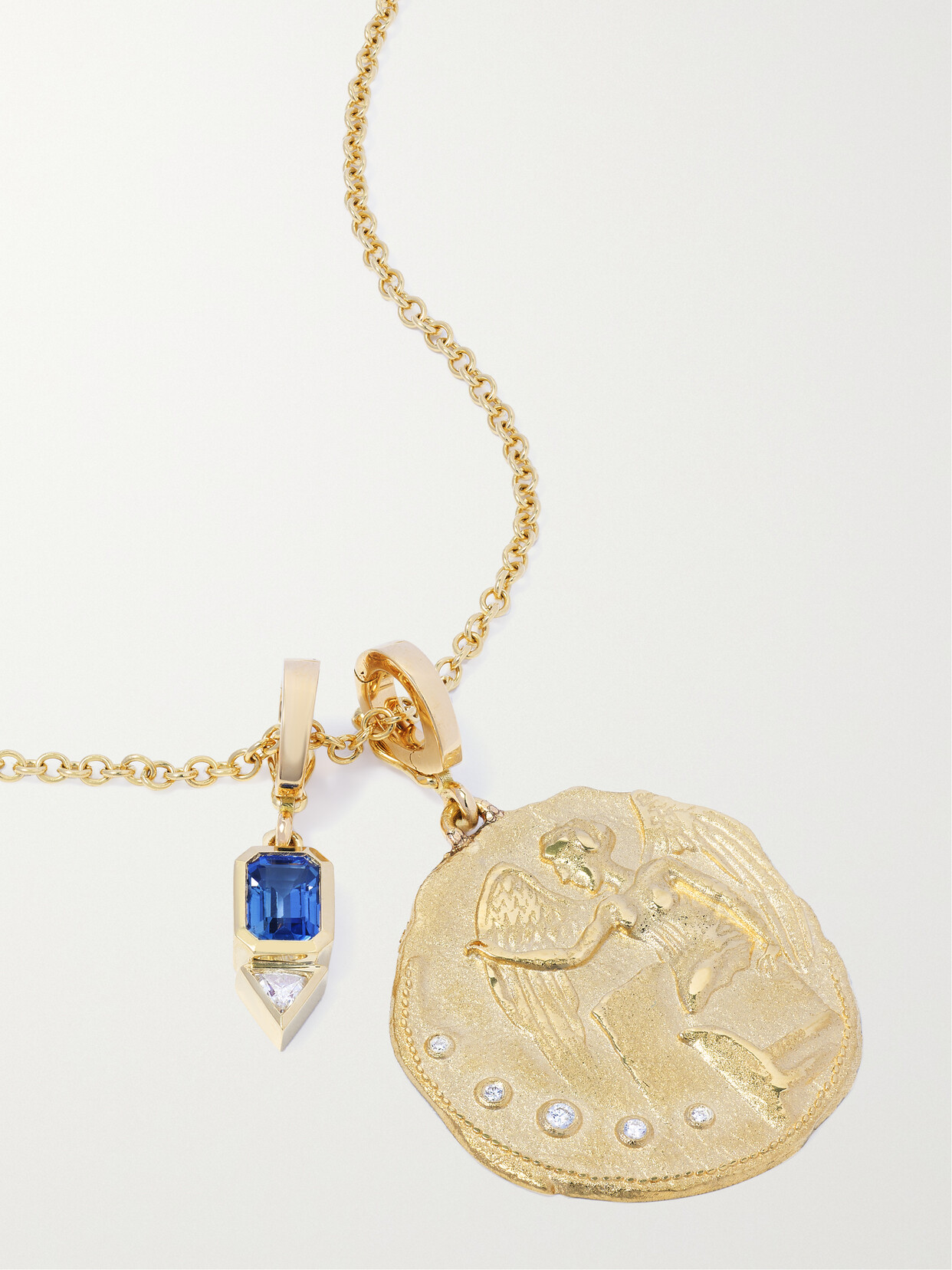 Azlee - Nike Goddess 18-karat Gold, Sapphire And Diamond Necklace - one size