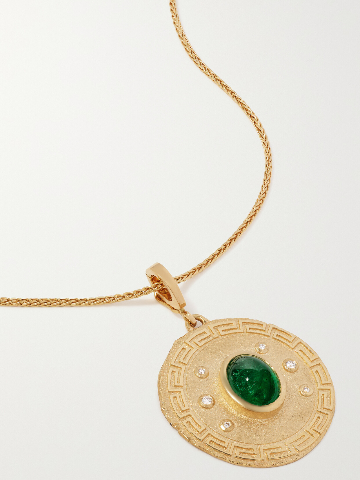 Azlee 18-karat Gold, Emerald And Diamond Necklace