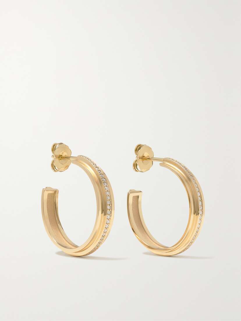Azlee Staircase 18-karat Diamond Hoop Earrings - One size