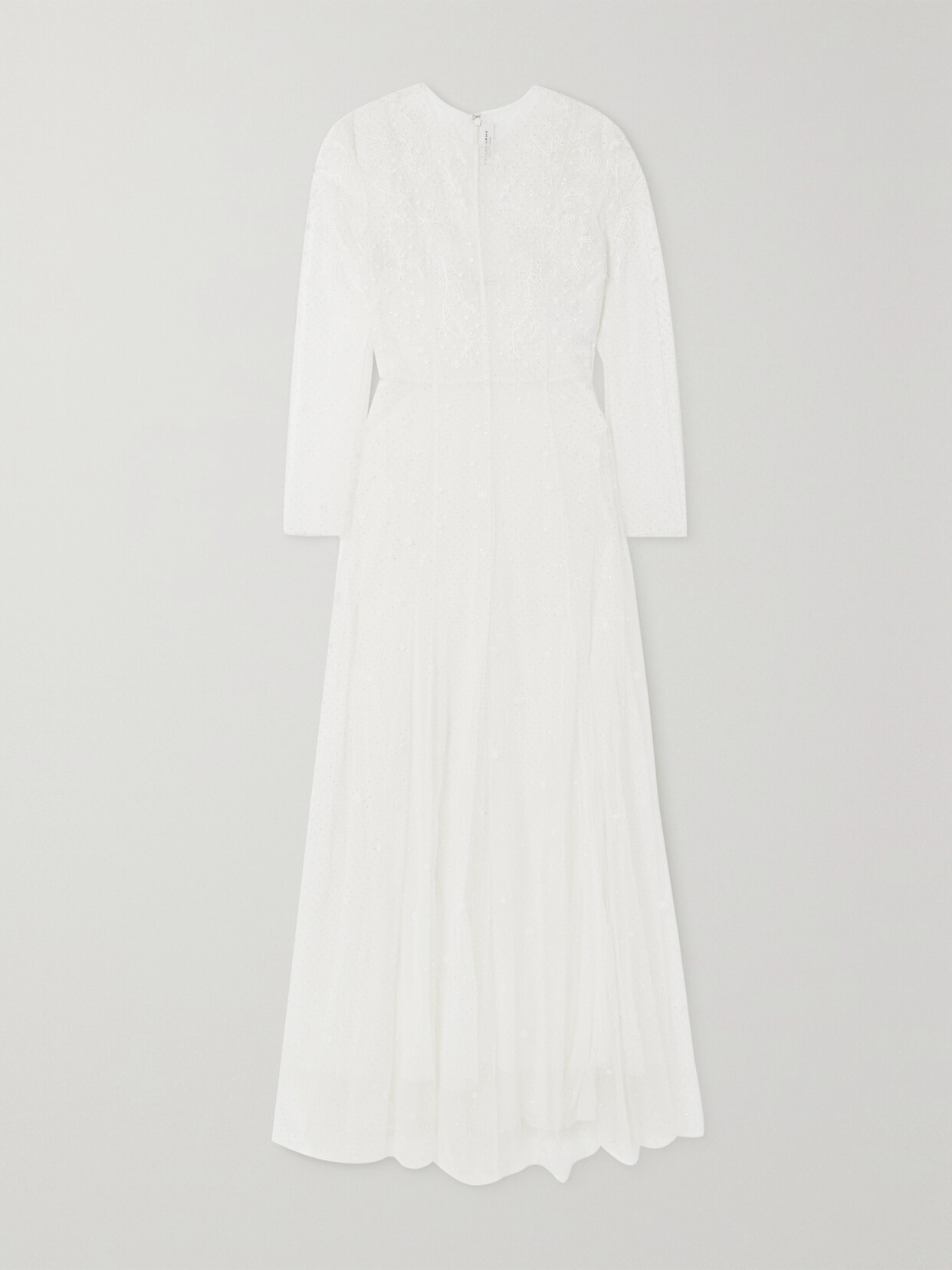 Philosophy di Lorenzo Serafini - Embroidered Metallic Point D'esprit Tulle Gown - White