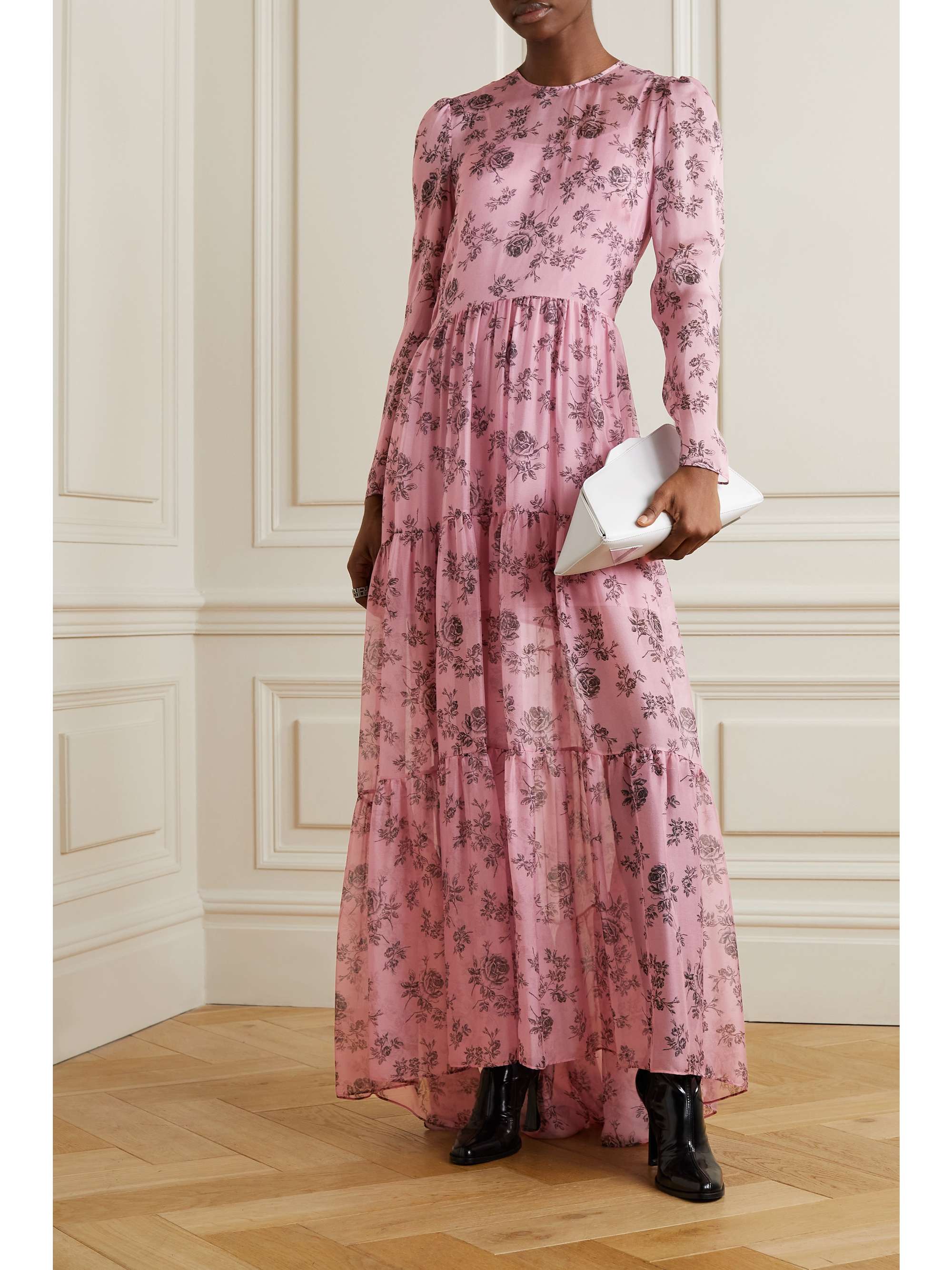 PHILOSOPHY DI LORENZO SERAFINI Floral-print silk-voile maxi dress |  NET-A-PORTER