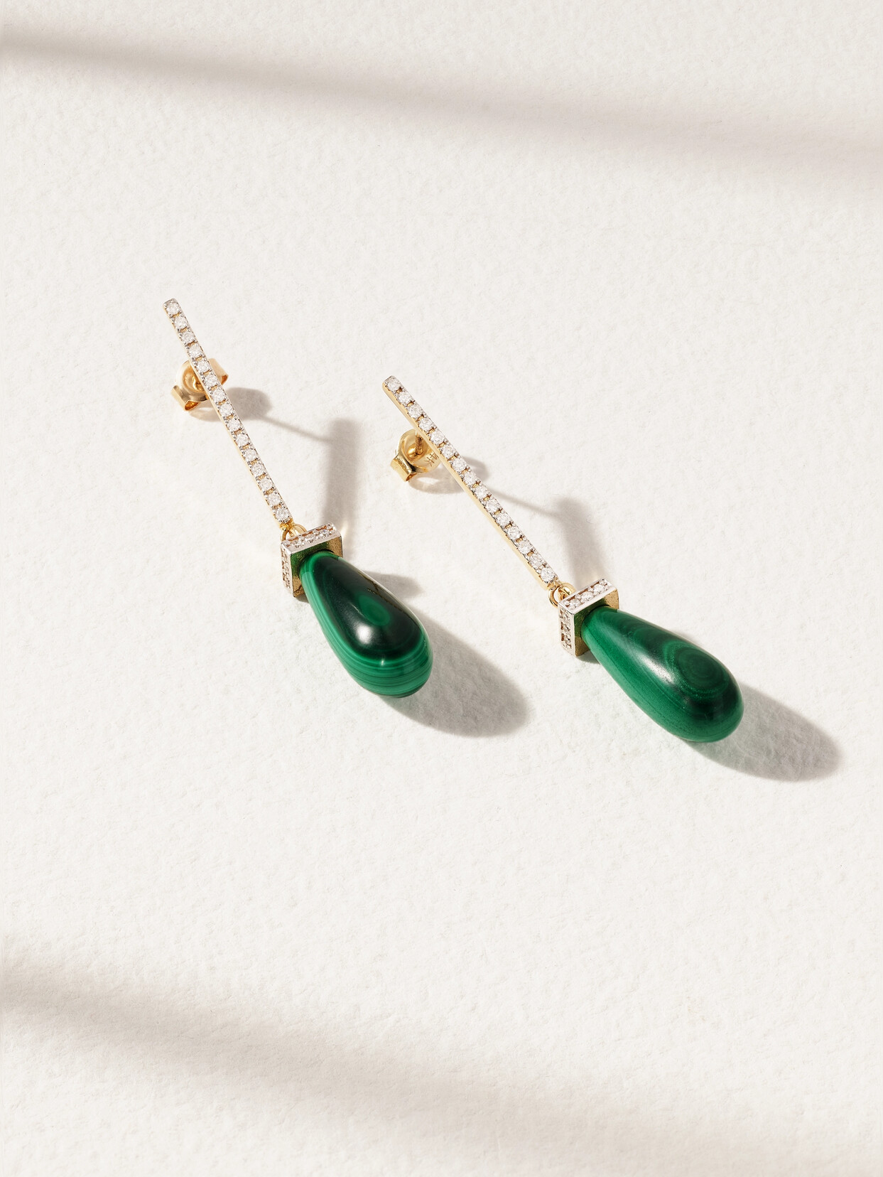 Mateo 14-karat Gold, Malachite And Diamond Earrings