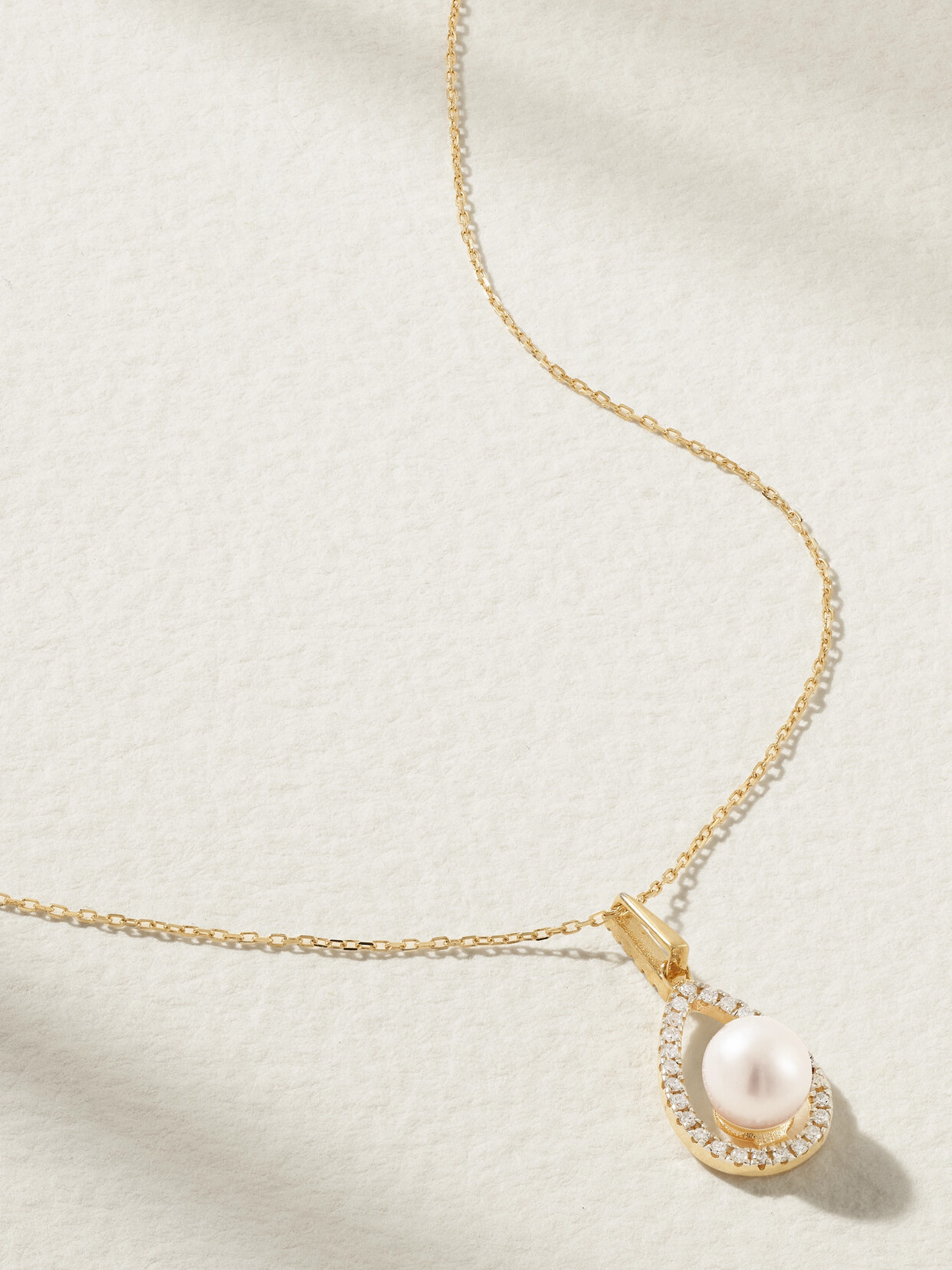 Mateo 14-karat Gold, Pearl And Diamond Necklace